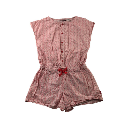 Okaidi Playsuit Age 4-5 Red and Navy Graphic Print Pattern