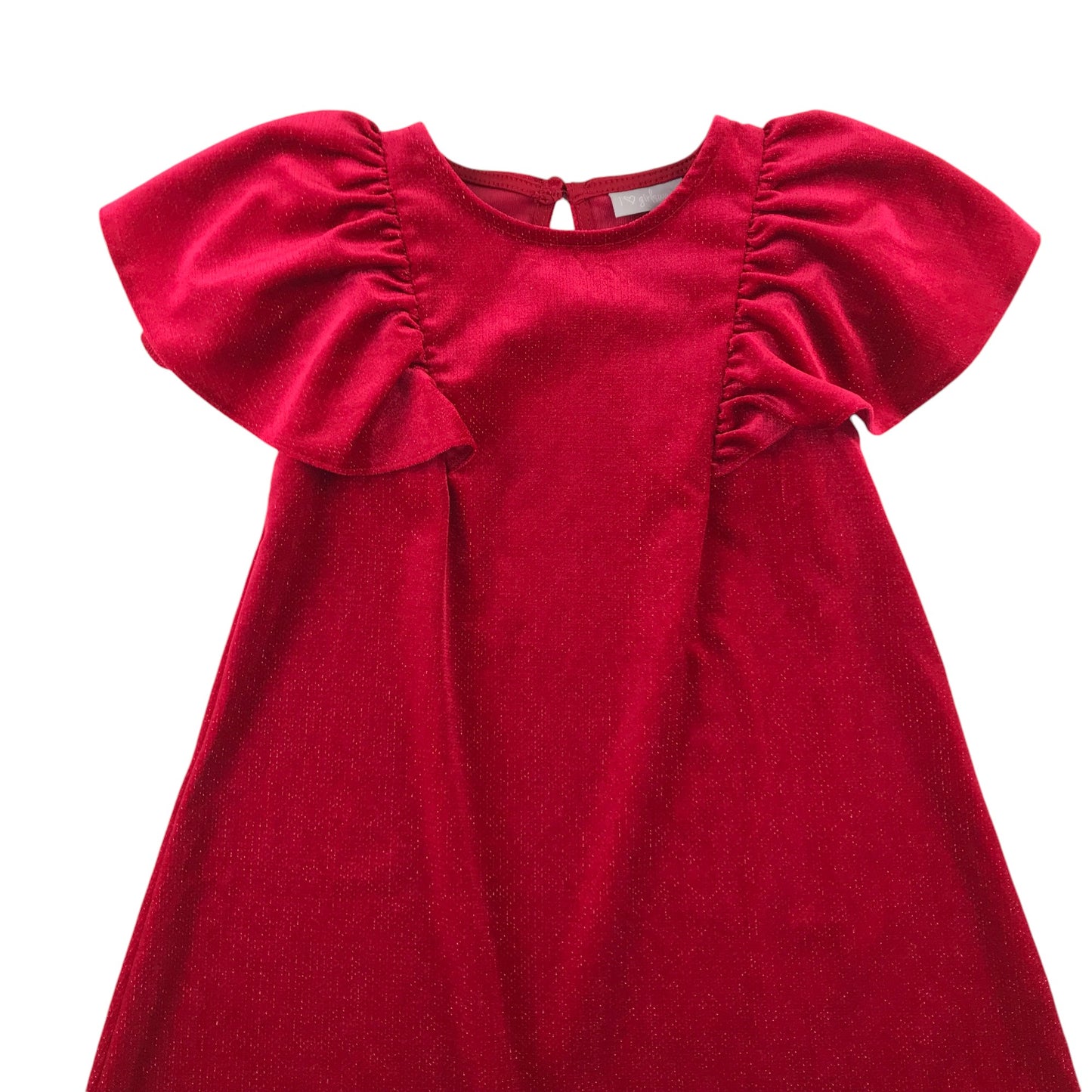 Matalan dress 5-6 years red velvety A-line chemise style with butterfly sleeves