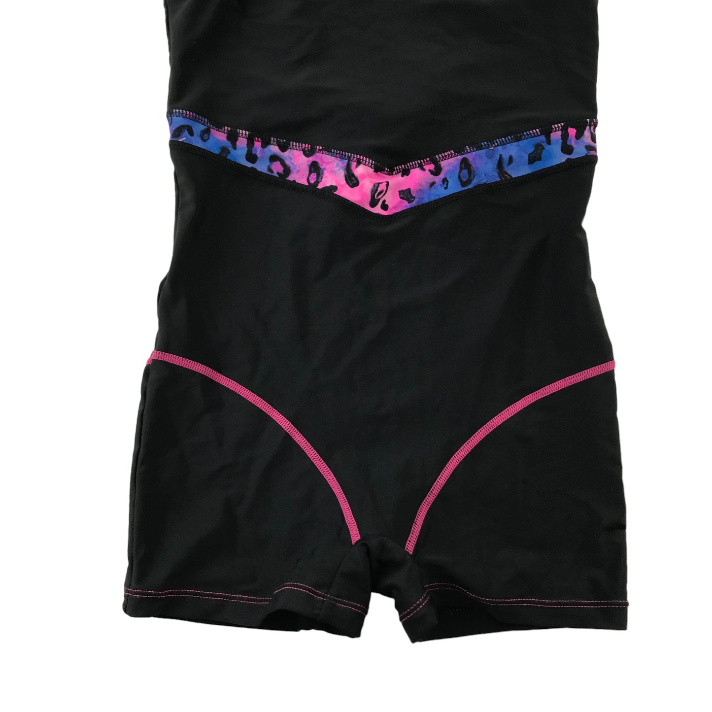 Slazenger swimsuit 9-10 years black pink and blue decorated shorts bottom one piece cossie