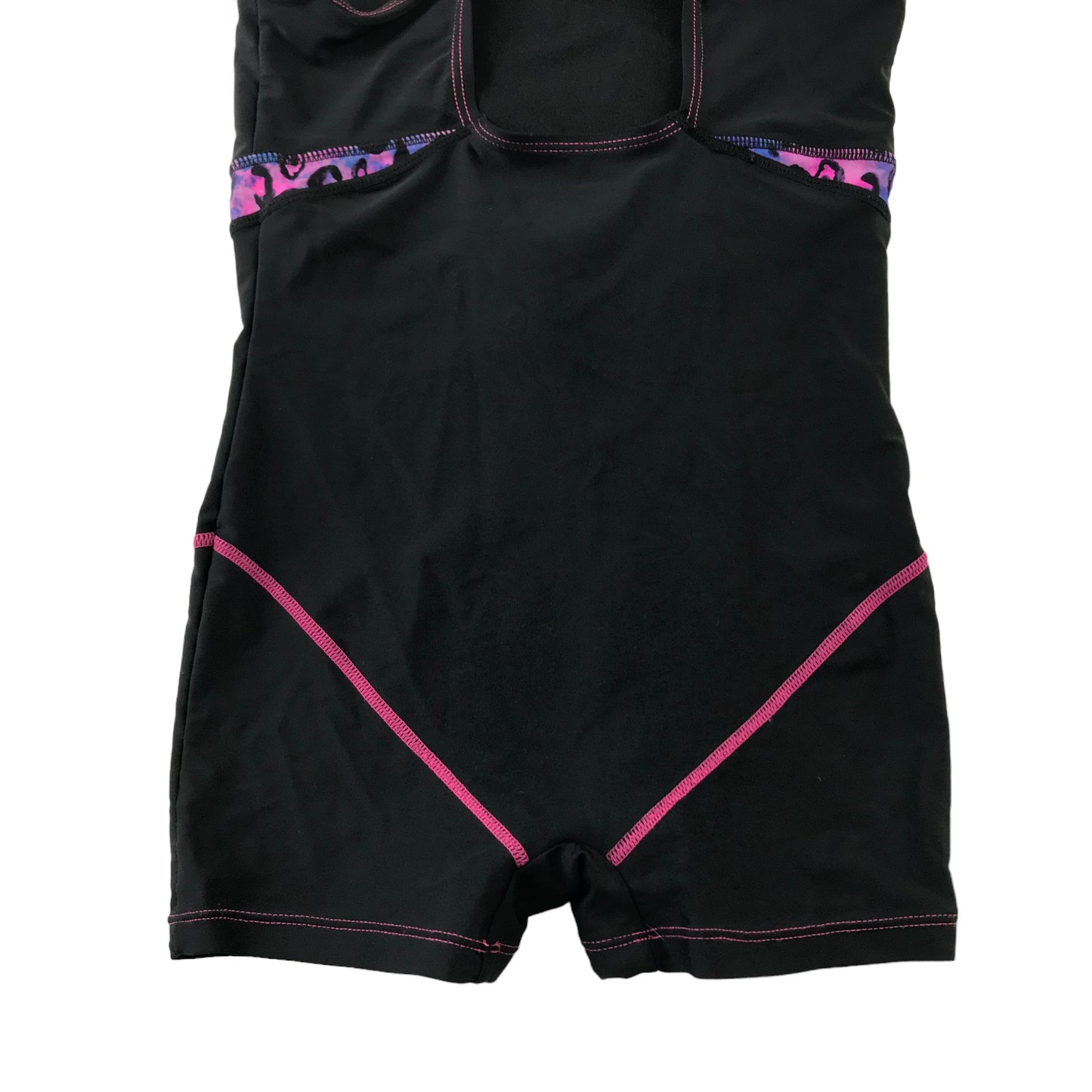 Slazenger swimsuit 9-10 years black pink and blue decorated shorts bottom one piece cossie