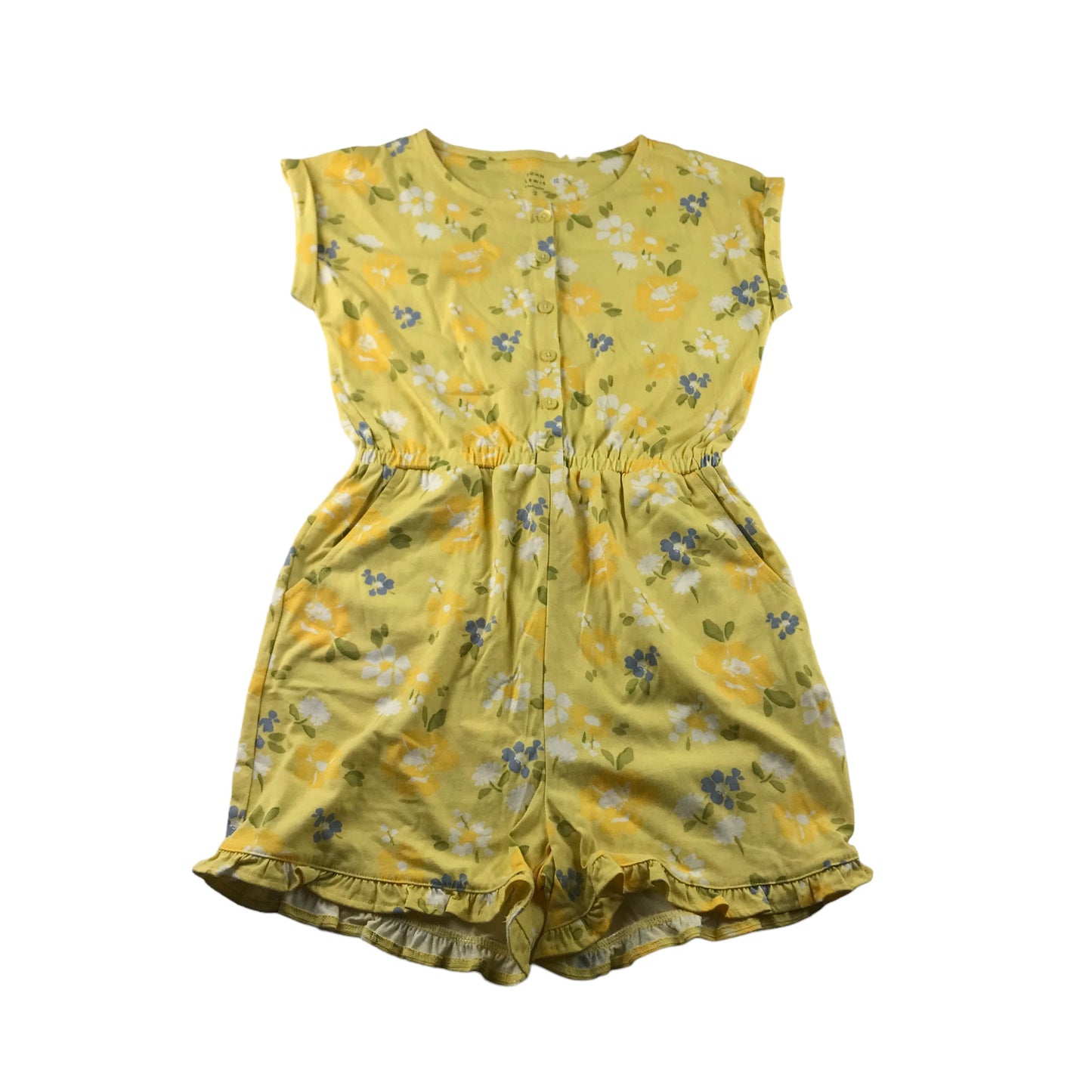 John Lewis Playsuit Age 12 Yellow Floral Button Up Cotton