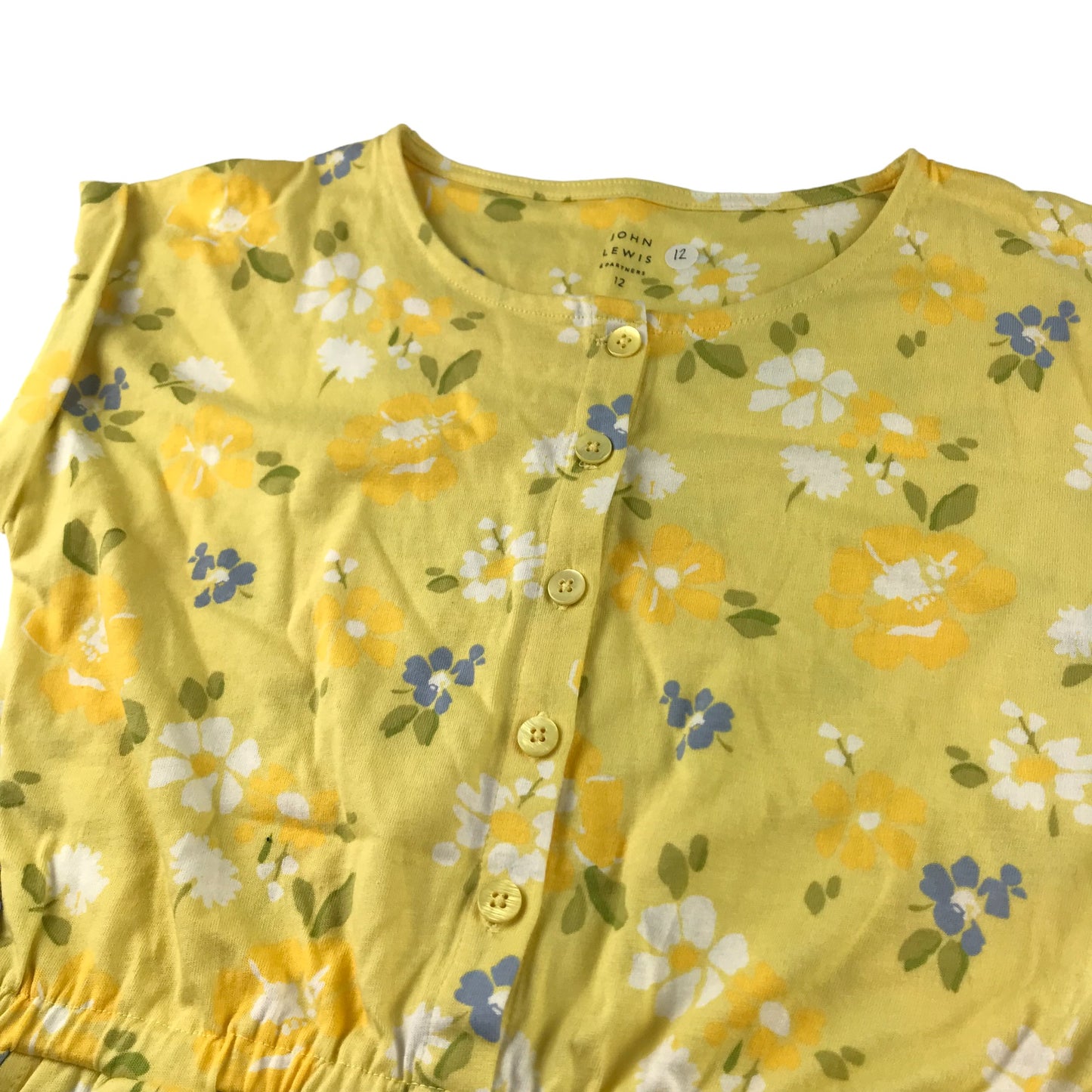 John Lewis Playsuit Age 12 Yellow Floral Button Up Cotton