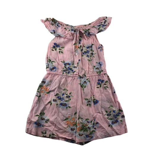 Next Playsuit Age 8 Light Pink Floral Sleeveless peplum Frill Shoulders