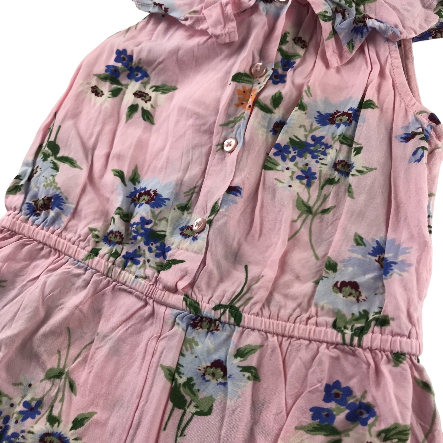 Next Playsuit Age 8 Light Pink Floral Sleeveless peplum Frill Shoulders