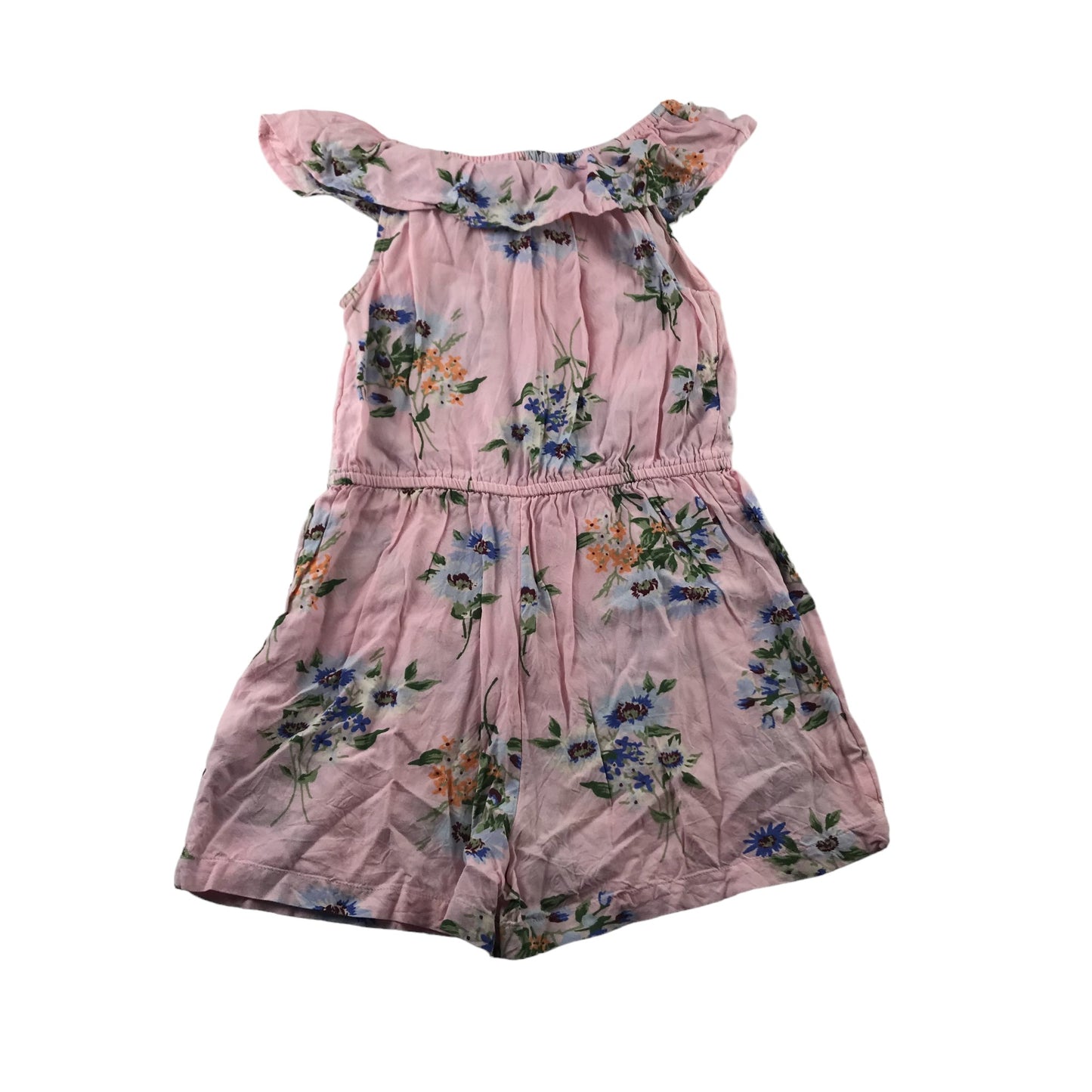 Next Playsuit Age 8 Light Pink Floral Sleeveless peplum Frill Shoulders