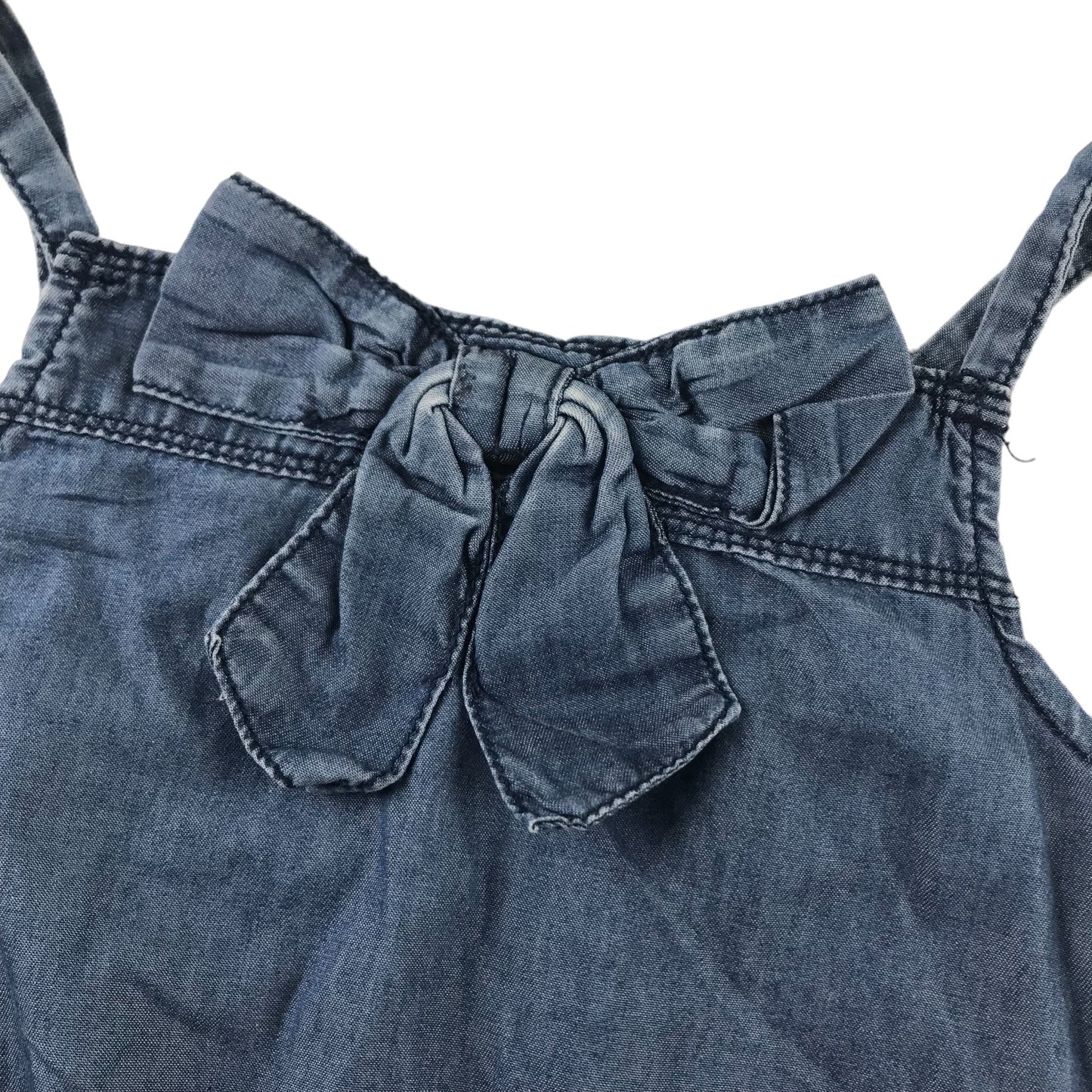 George Playsuit Age 7 Blue Light Denim Bowtie Detail Cotton