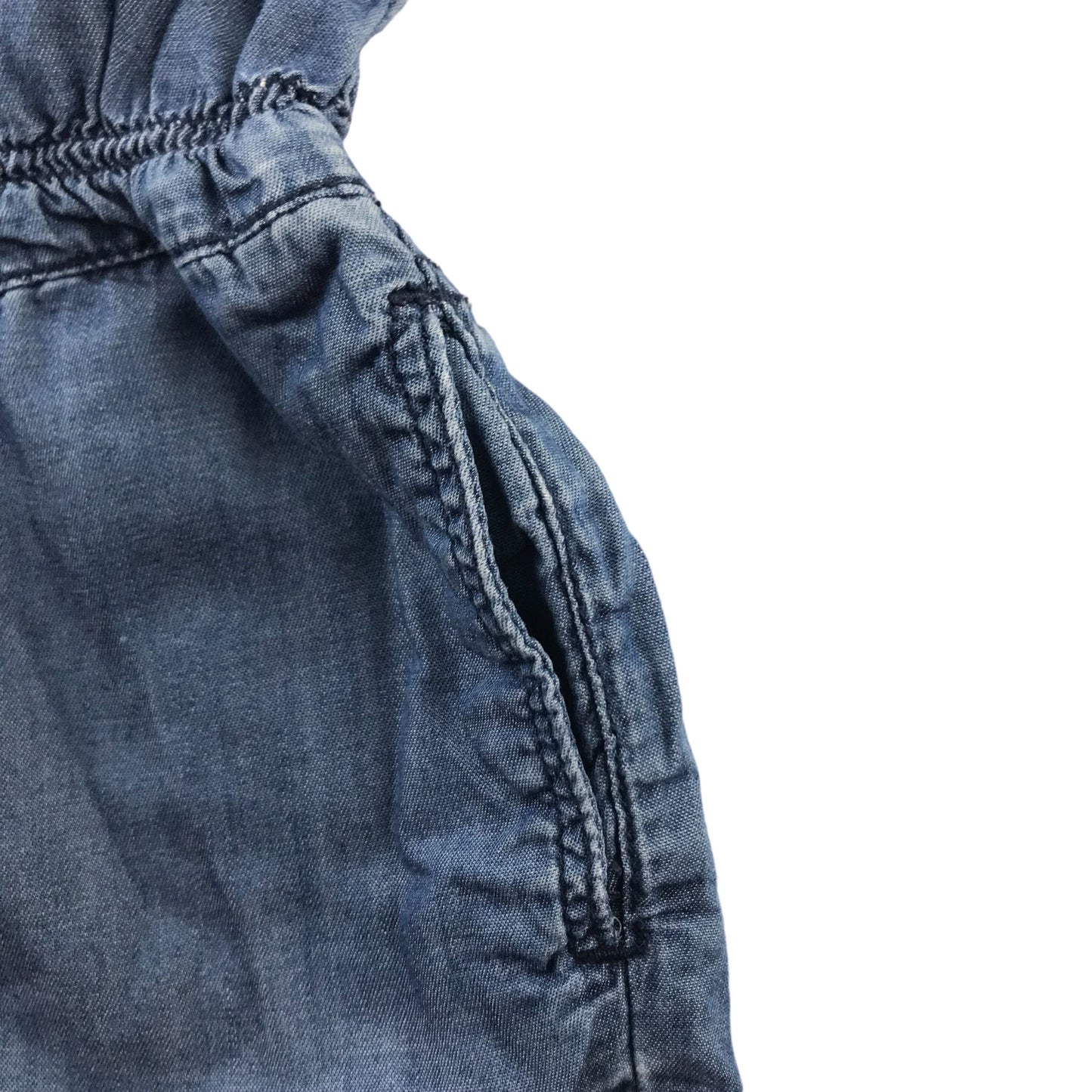 George Playsuit Age 7 Blue Light Denim Bowtie Detail Cotton