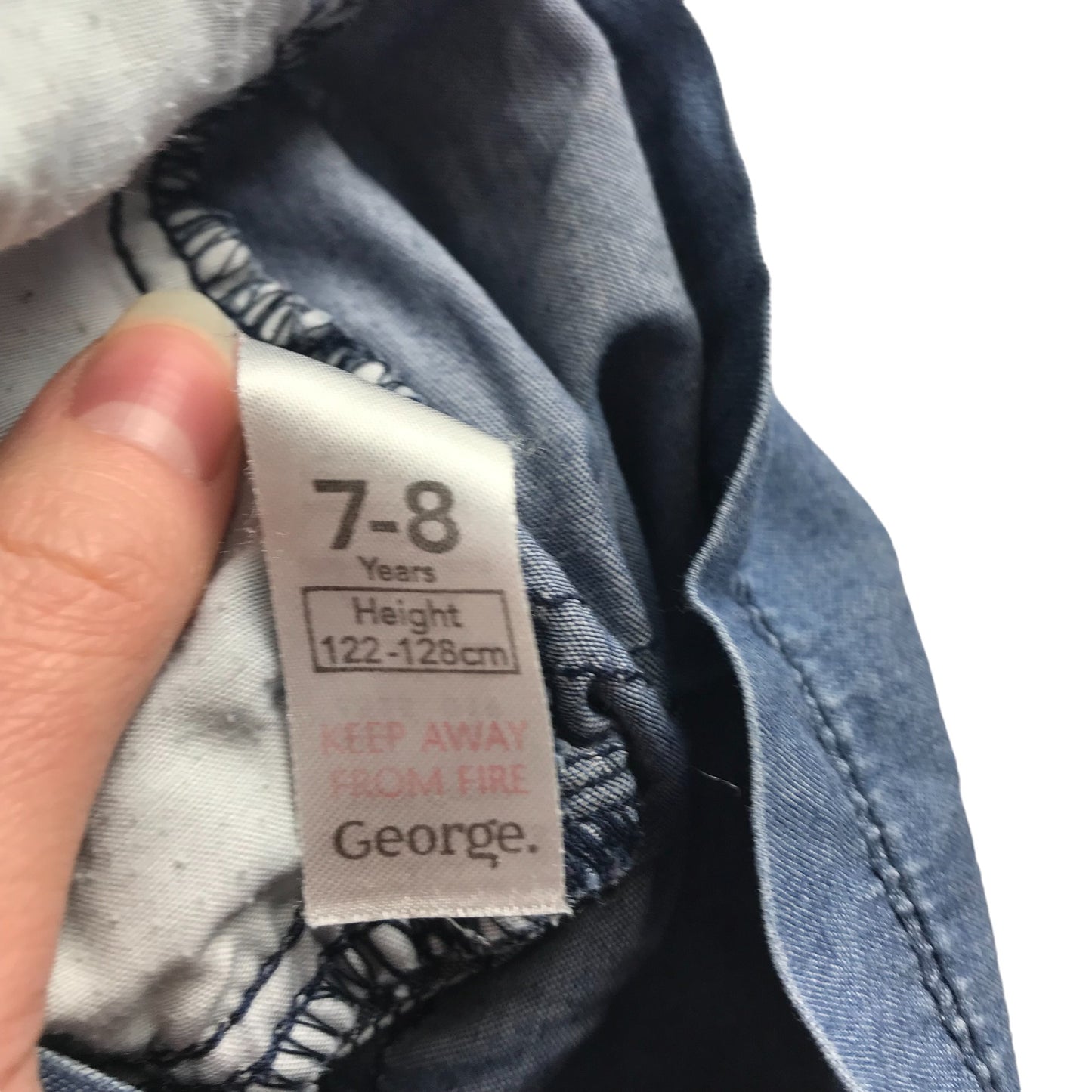 George Playsuit Age 7 Blue Light Denim Bowtie Detail Cotton