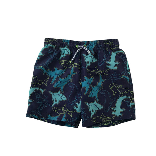 F&F swim trunks 5-6 years navy shark print graphic design