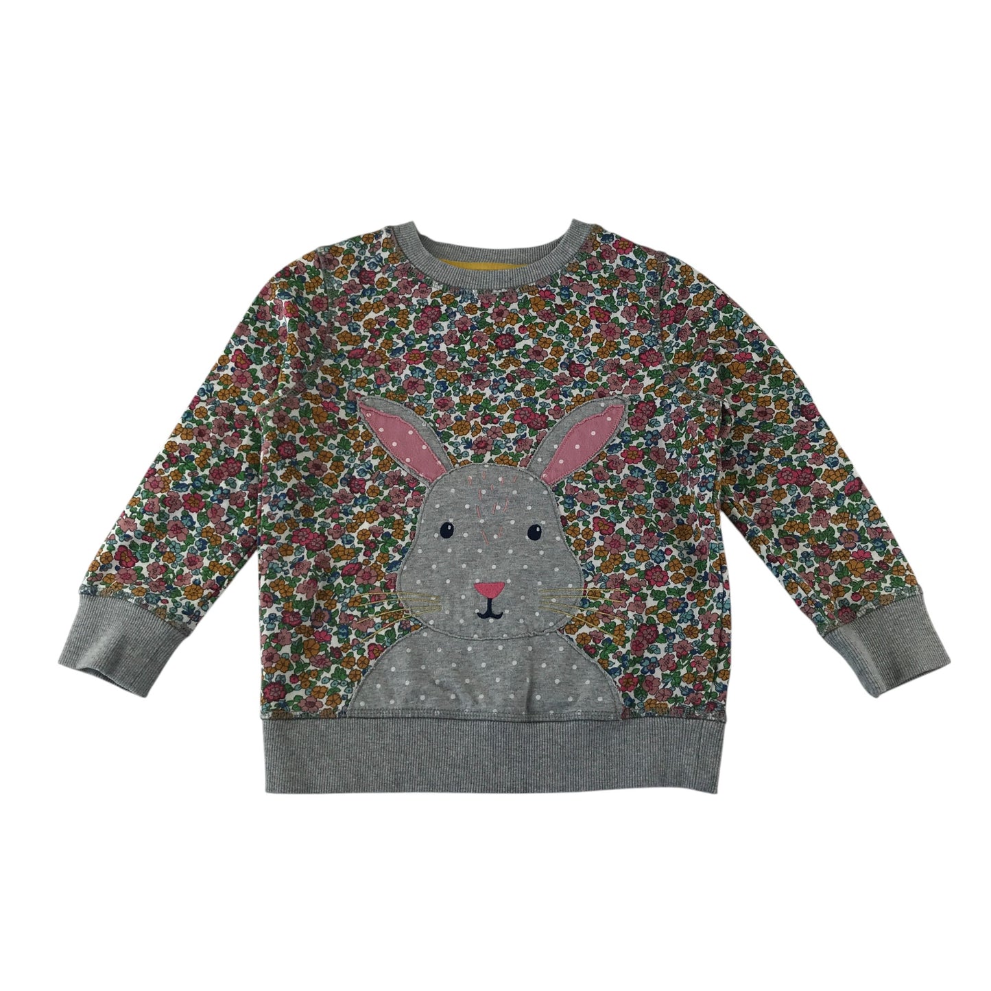 Boden sweater 5-6 years grey rabbit and floral print