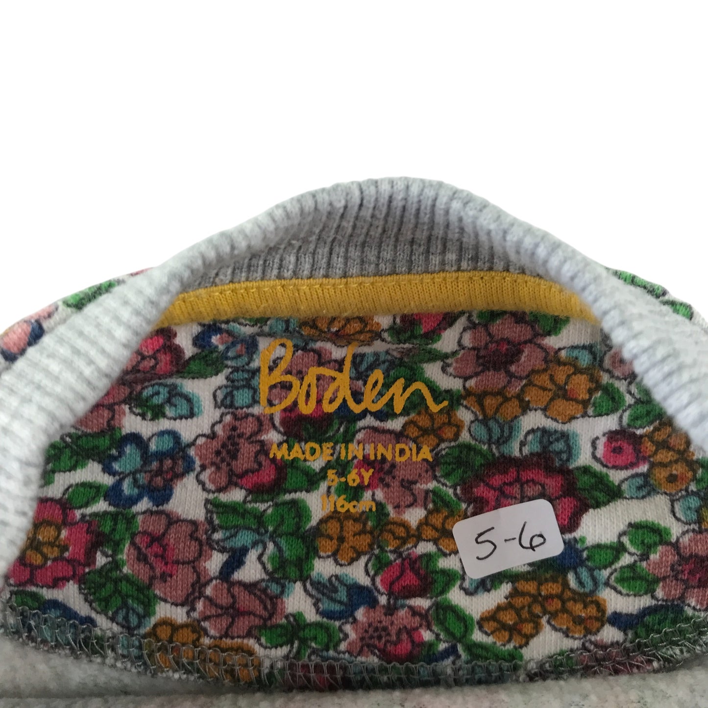 Boden sweater 5-6 years grey rabbit and floral print
