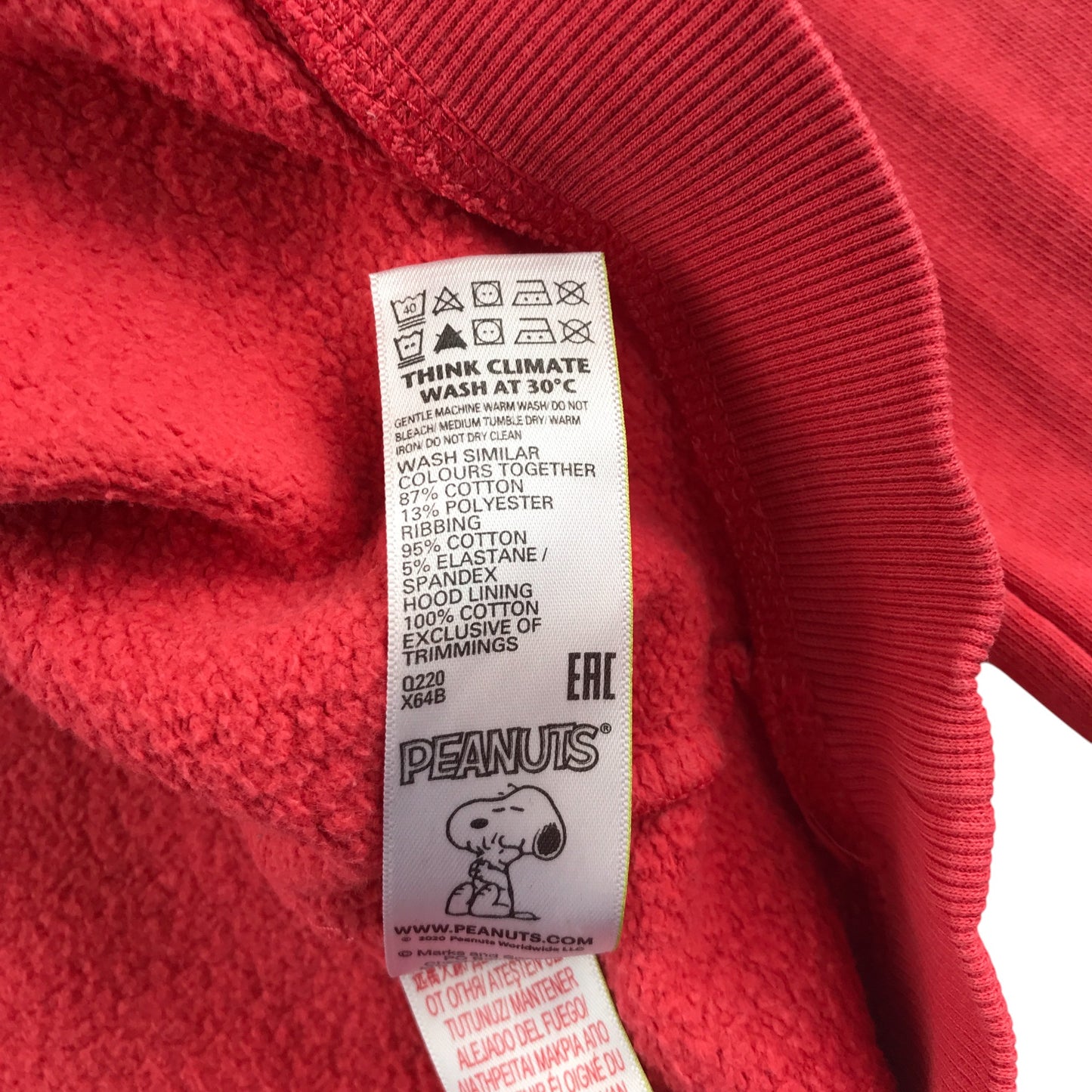M&S hoodie 11-12 years red Peanuts print design