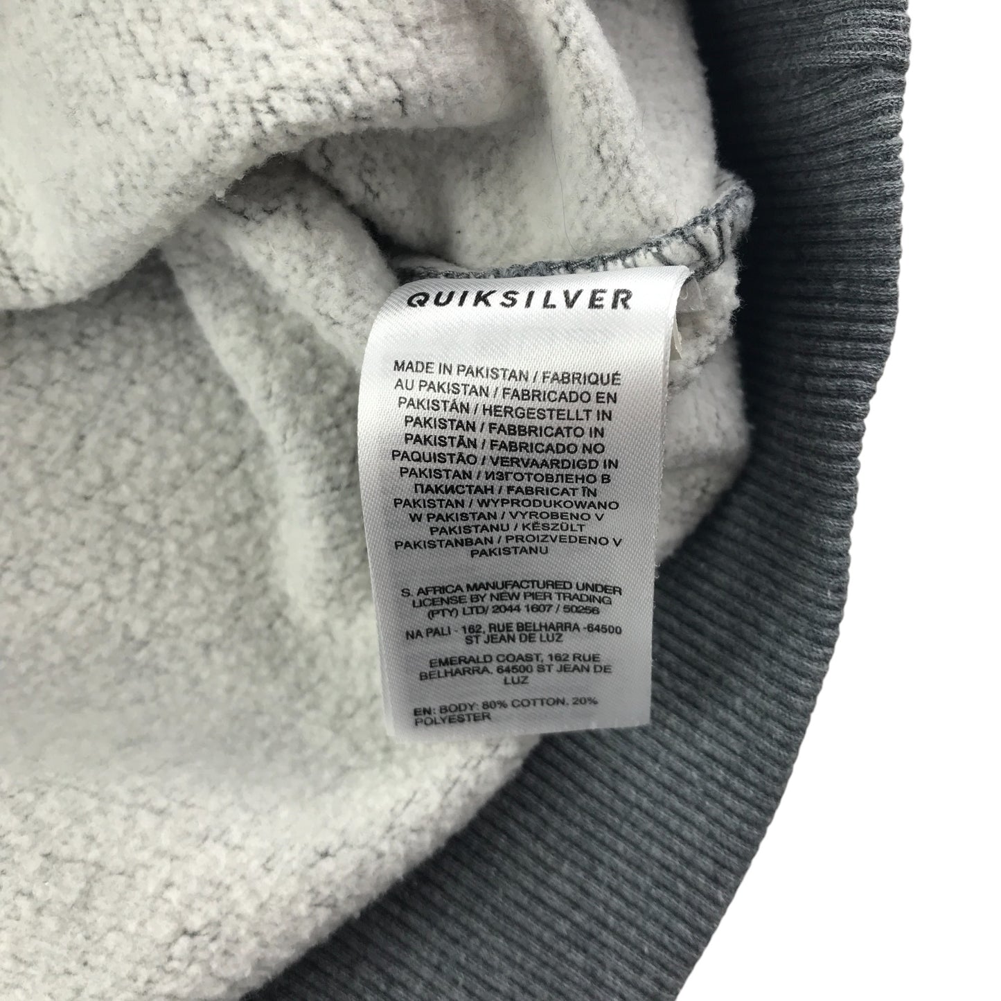Quicksliver hoodie 13-14 years grey big logo snow design print pull-over