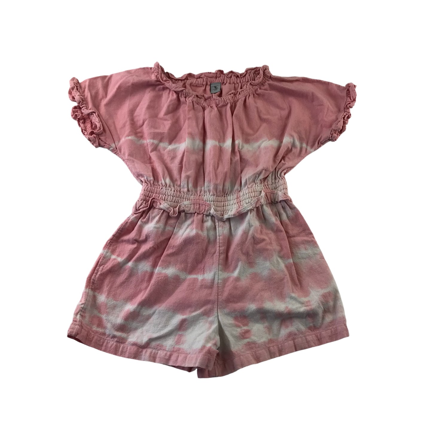 Tu Playsuit Age 6 Pink and White Tie Dye Pattern Jersey