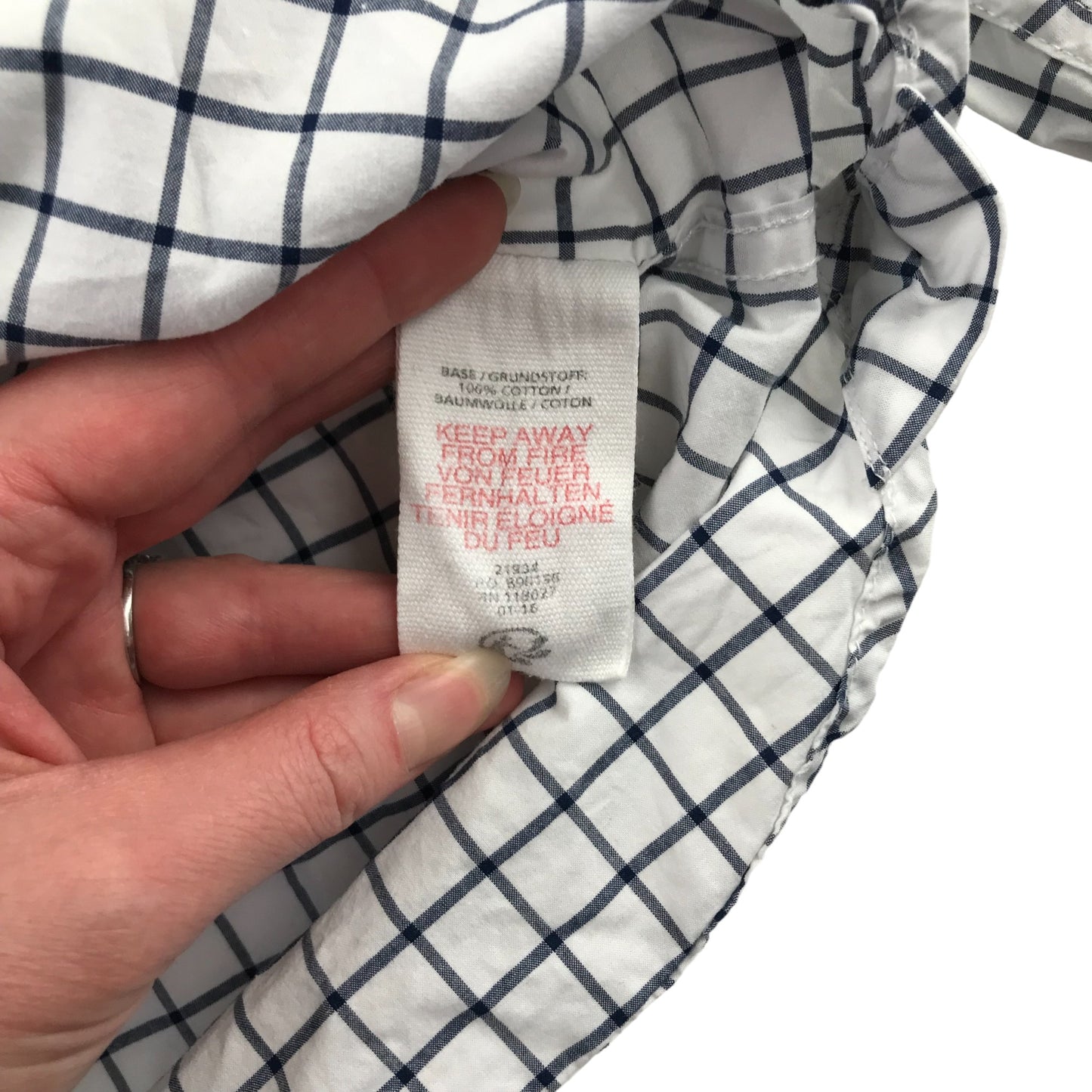 Mini Boden Shirt Age 5 White and Navy Checked Long Sleeve Button Up Cotton