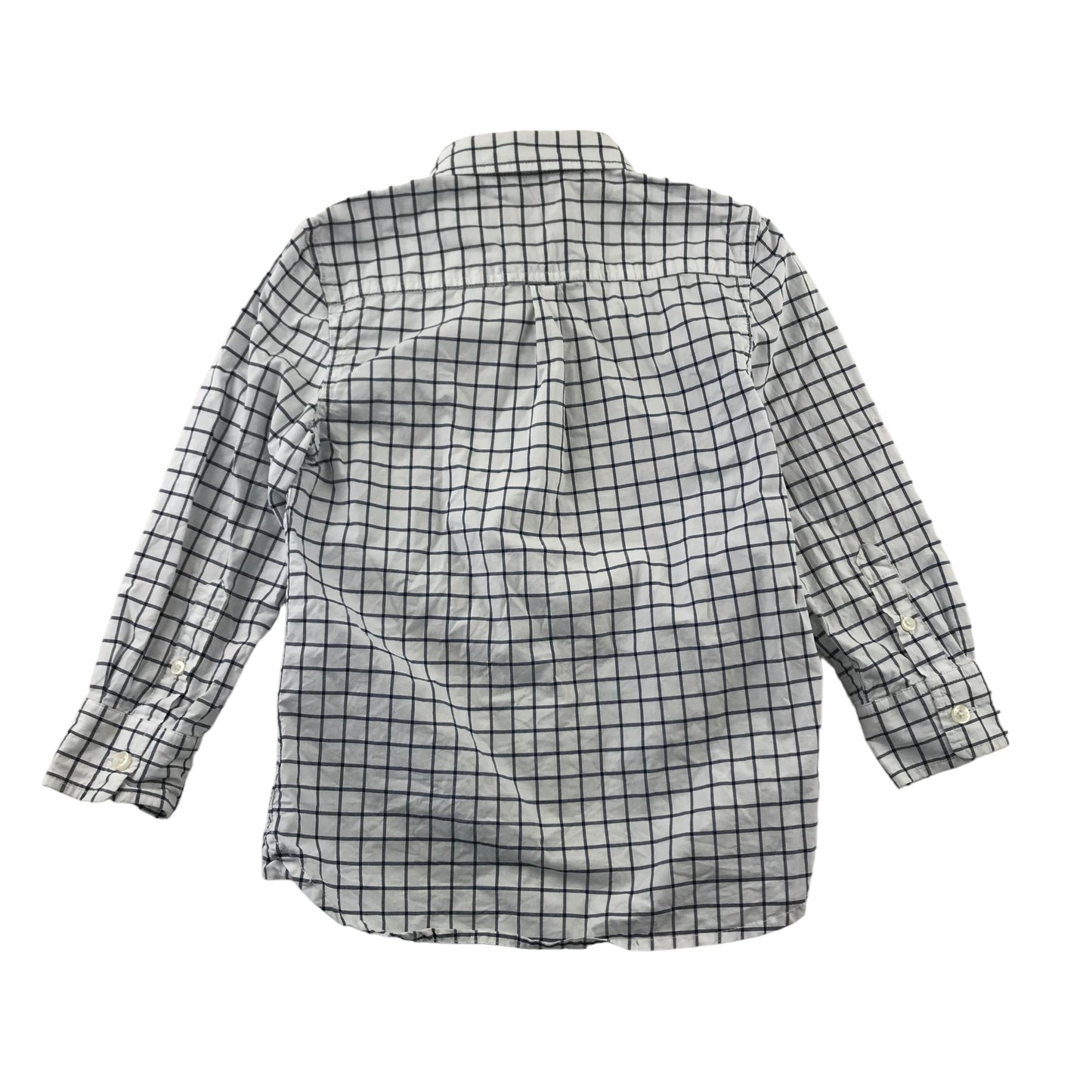 Mini Boden Shirt Age 5 White and Navy Checked Long Sleeve Button Up Cotton