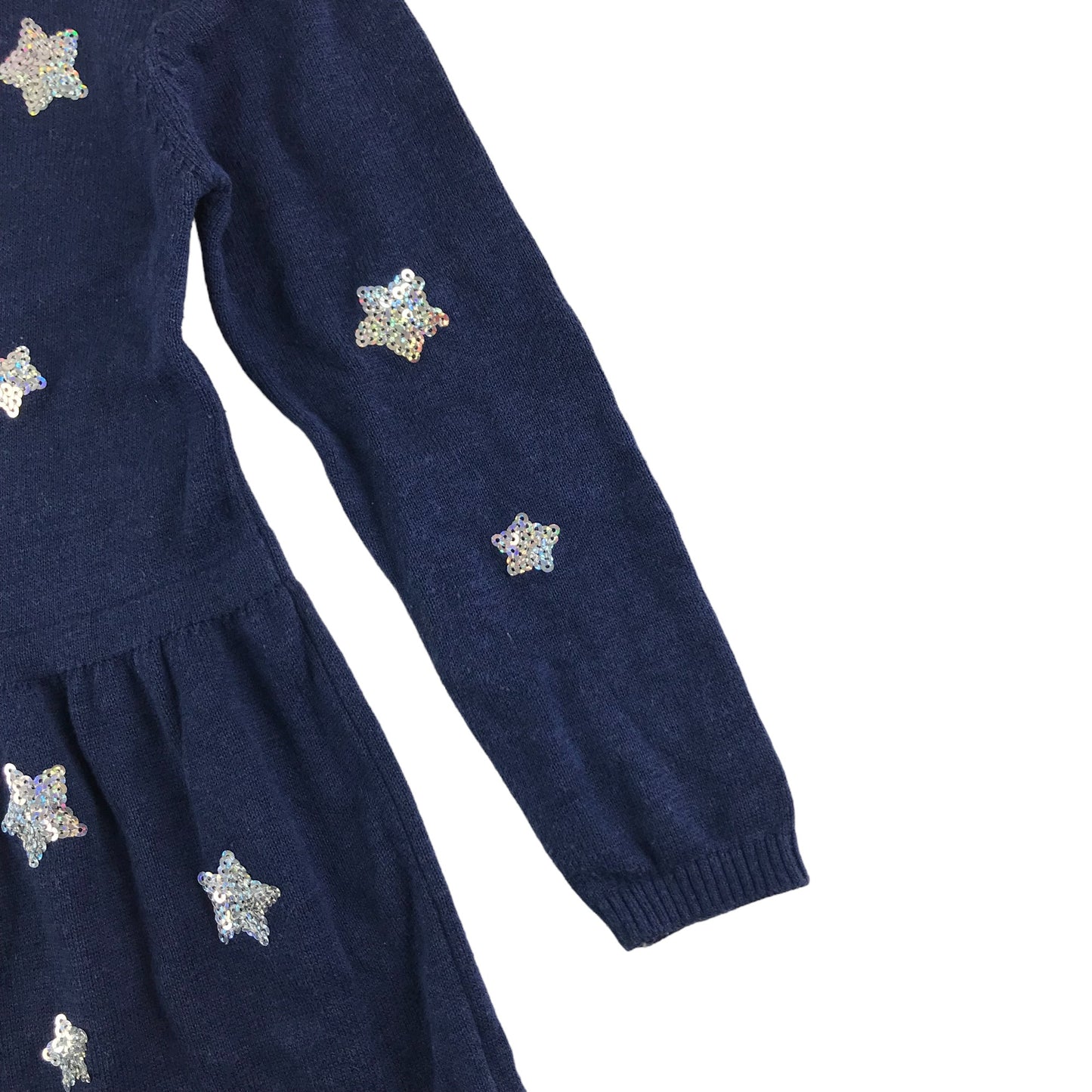 Primark Dress Age 5 Navy Blue Sparkly Sequin Star Pattern