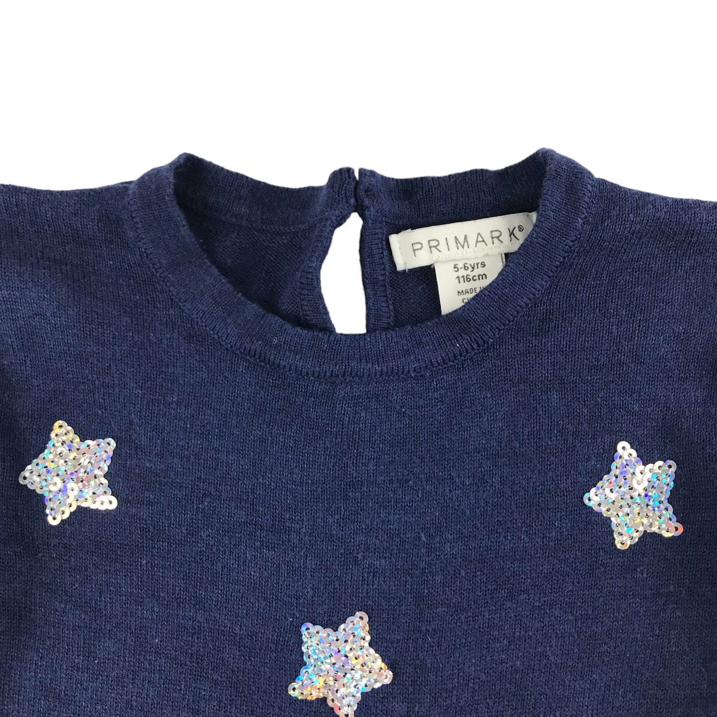 Primark Dress Age 5 Navy Blue Sparkly Sequin Star Pattern