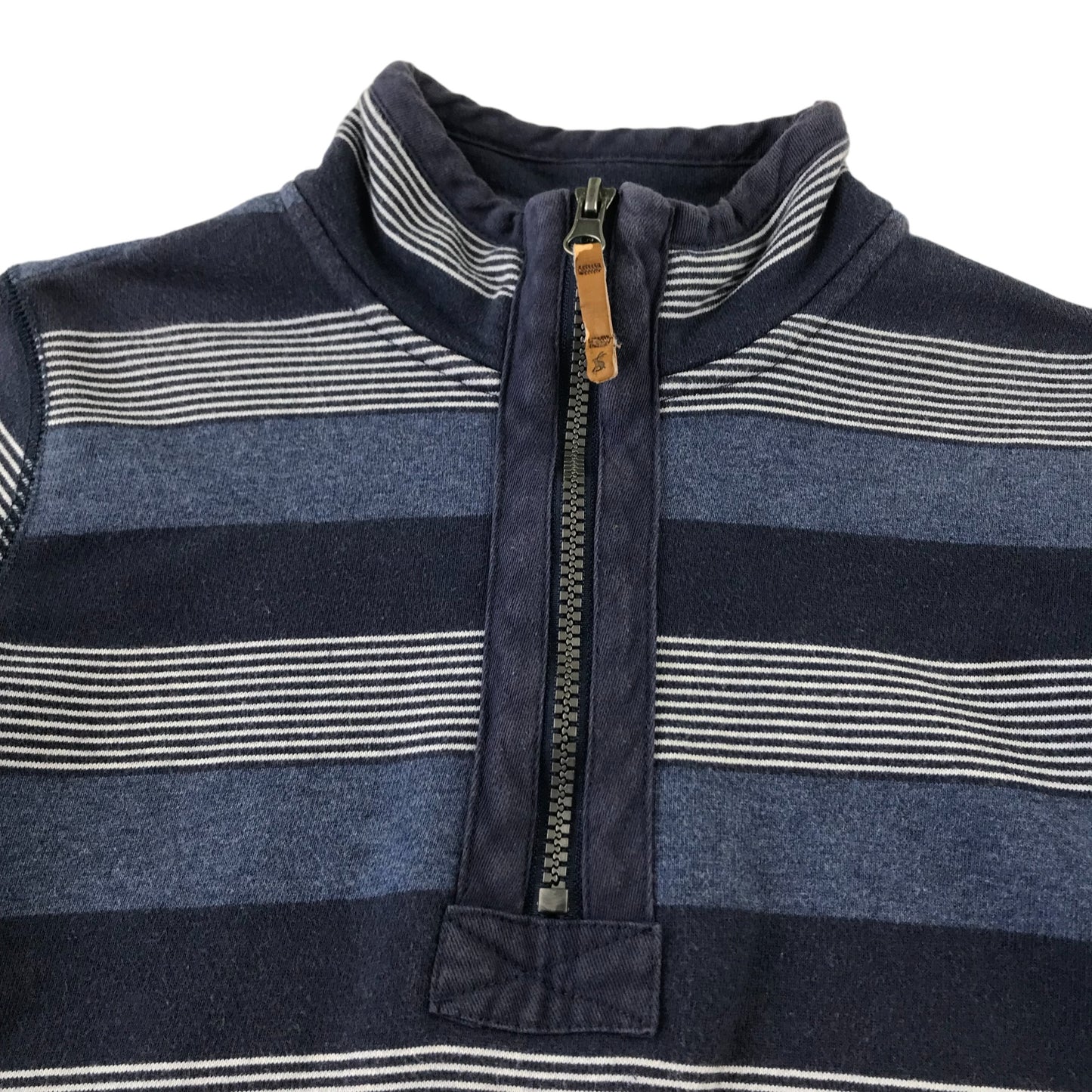 Joules sweater 9-10 years blue and grey stripy horizontal stripes jersey cotton
