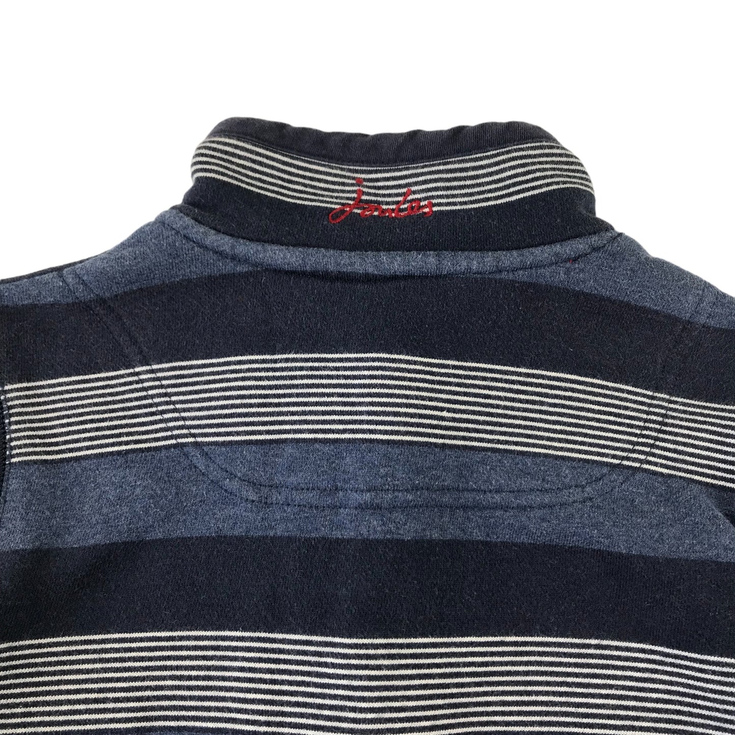 Joules sweater 9-10 years blue and grey stripy horizontal stripes jersey cotton