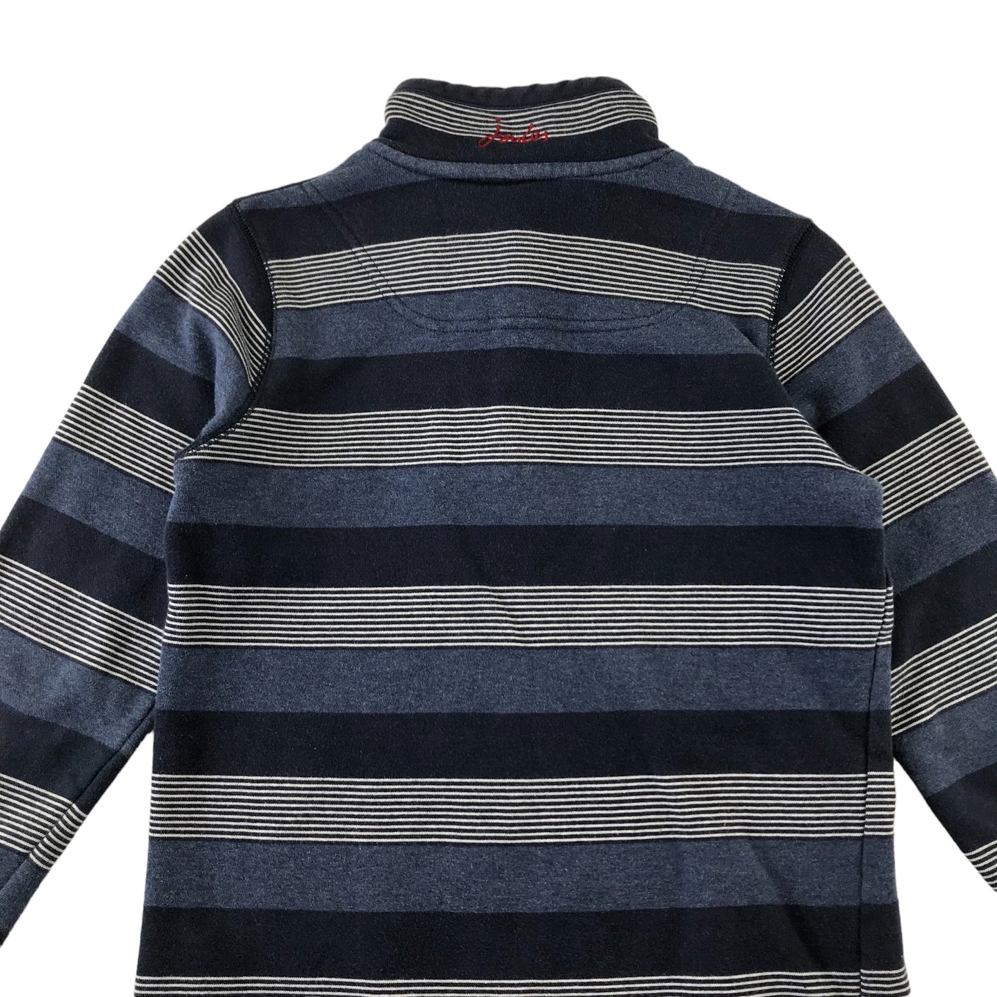Joules sweater 9-10 years blue and grey stripy horizontal stripes jersey cotton