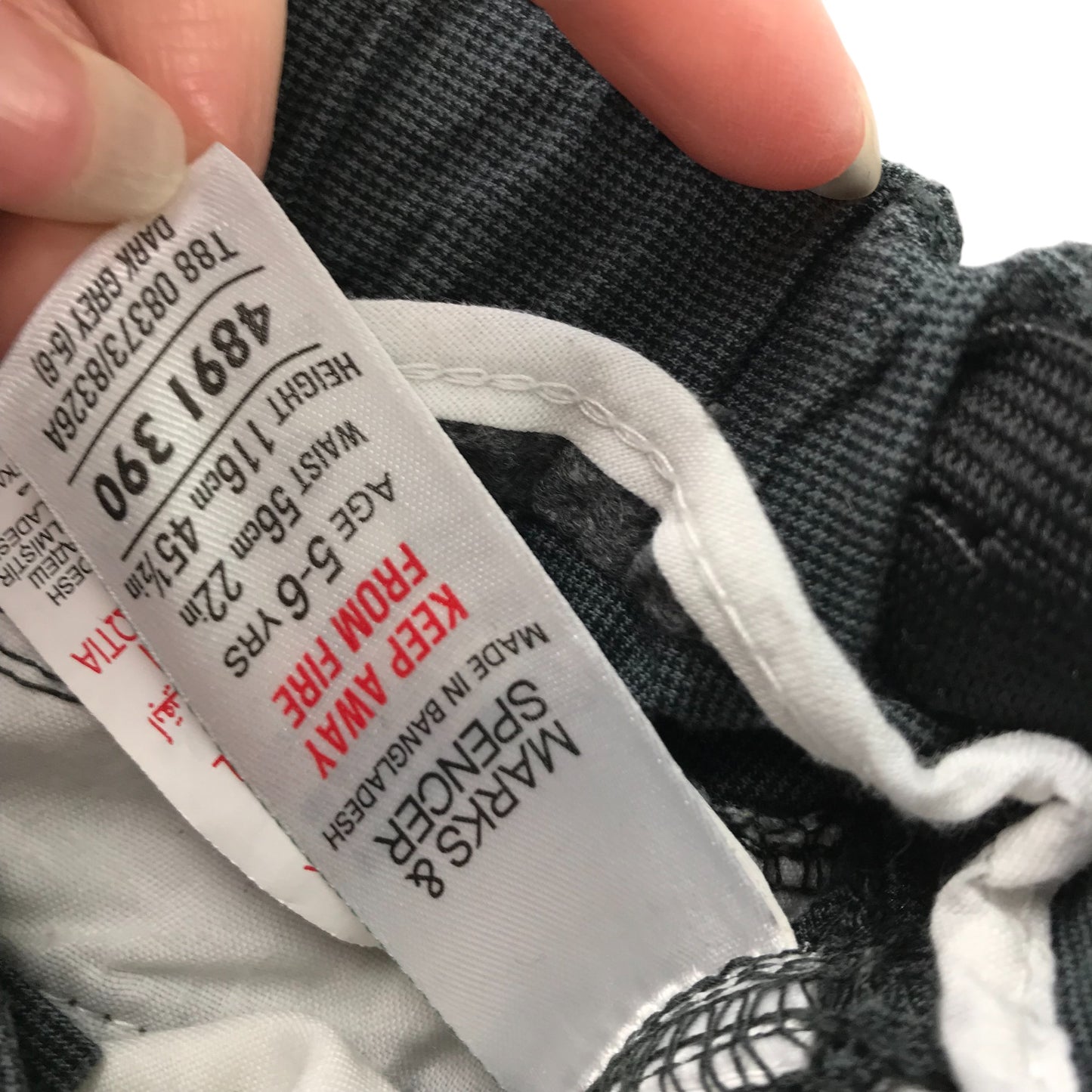 M&S Shorts Age 5 Grey Plain Cargo Style Cotton