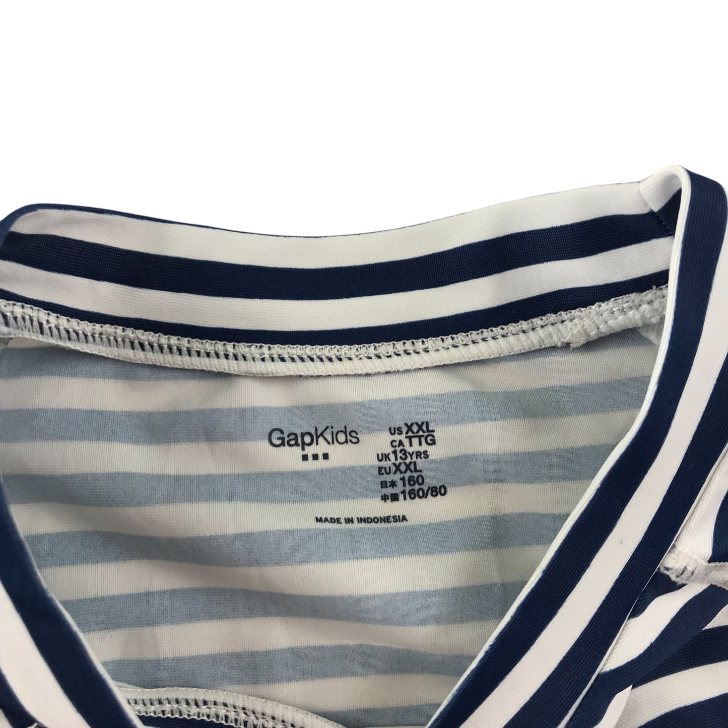 Gap swim top 12-13 years navy and white stripy flamingo long sleeve