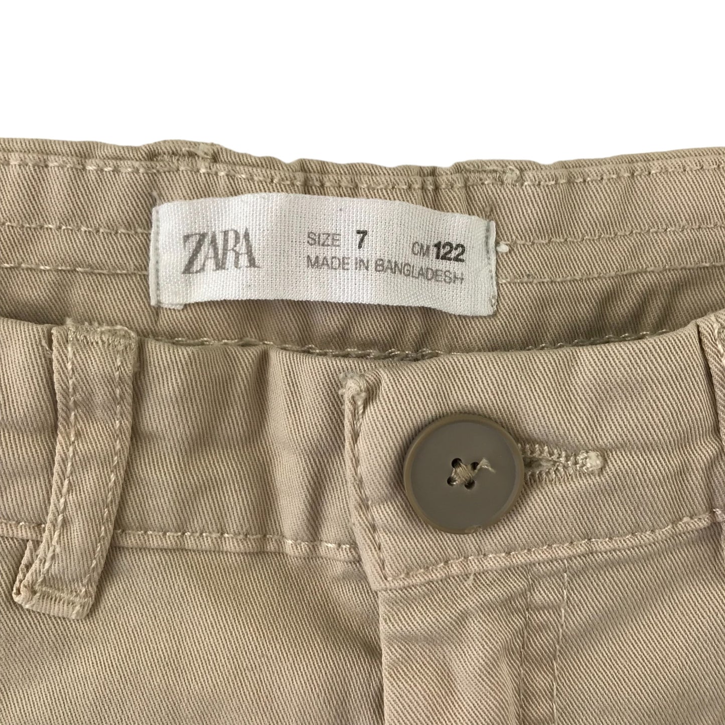 Zara Shorts Age 7 Beige Adjustable Waist Pockets Belt Loops