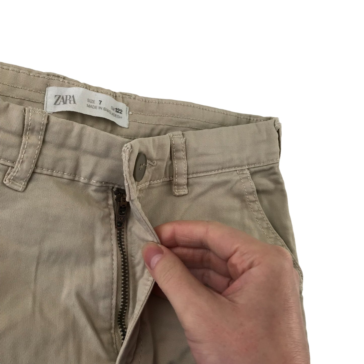 Zara Shorts Age 7 Beige Adjustable Waist Pockets Belt Loops