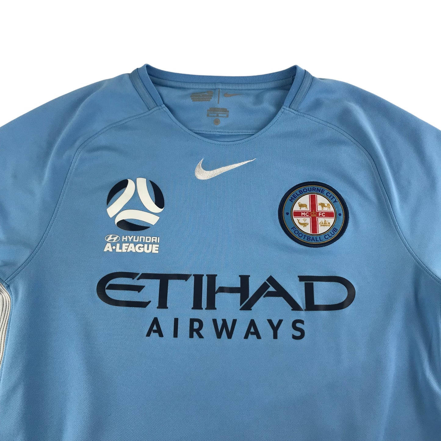 Nike Melbourne City FC 18/19 Home Football Top Size M Light Blue Short Sleeve