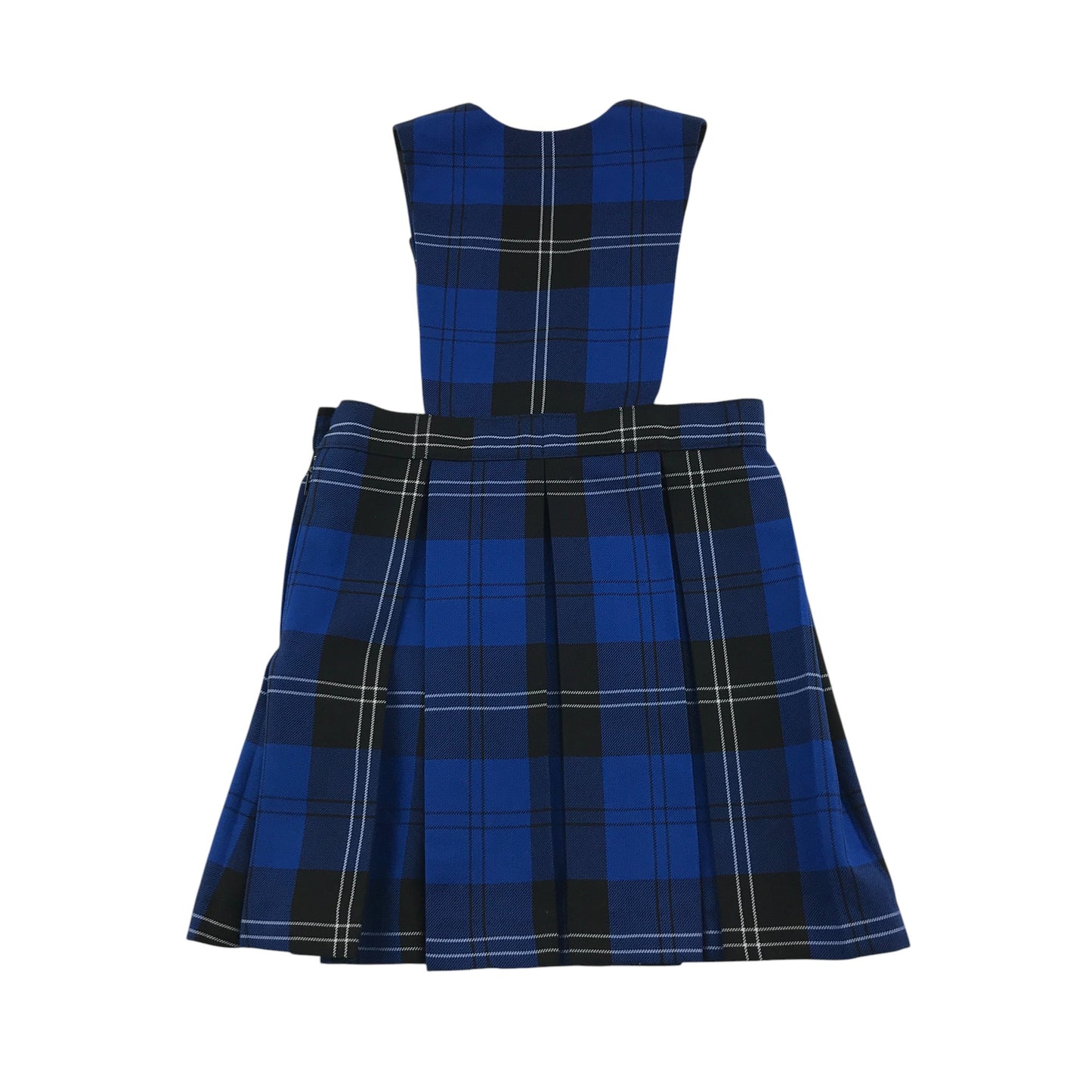 Blue Black and White Tartan School Bib Style Pinafore