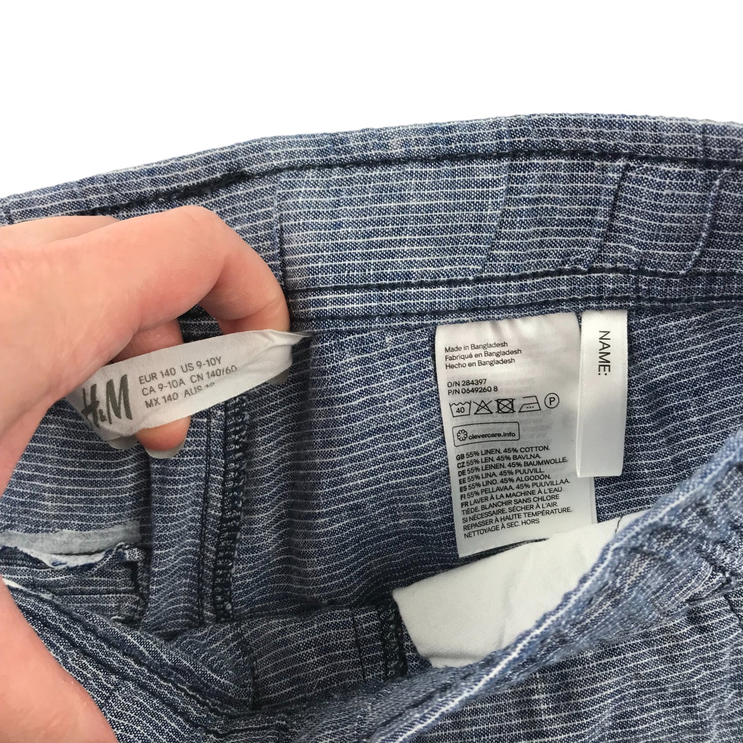 H&M Shorts Age 9 Grey Horizontal Pattern Pull Up