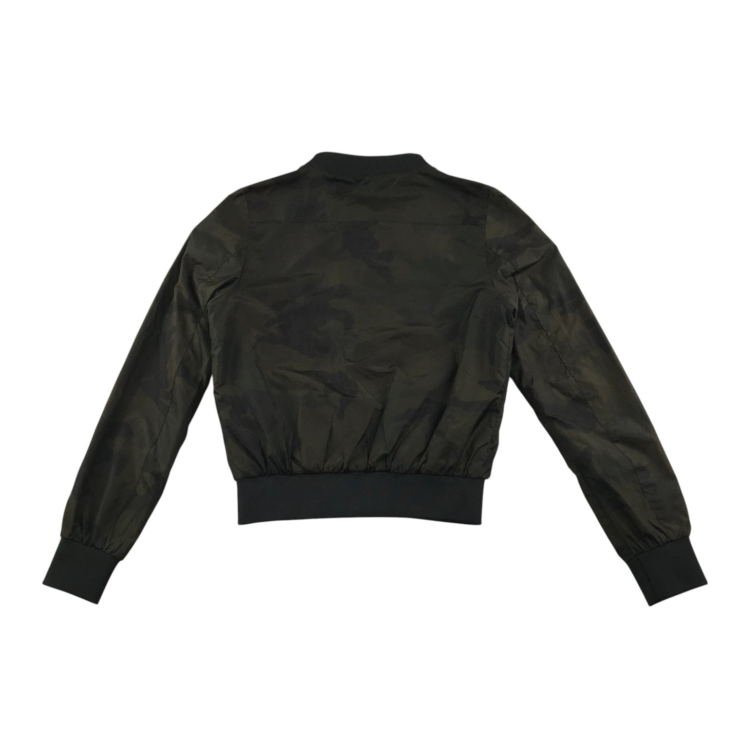 Brave Soul light jacket women's XS dark khaki bomber style cuffed arms and waist camo