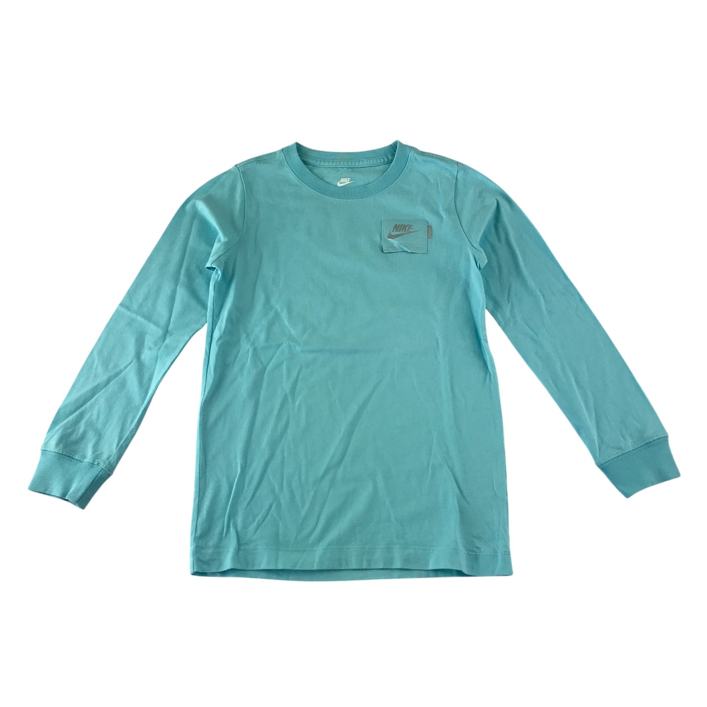 Nike t-shirt 7-8 years blue plain with Nike patch and large black logo