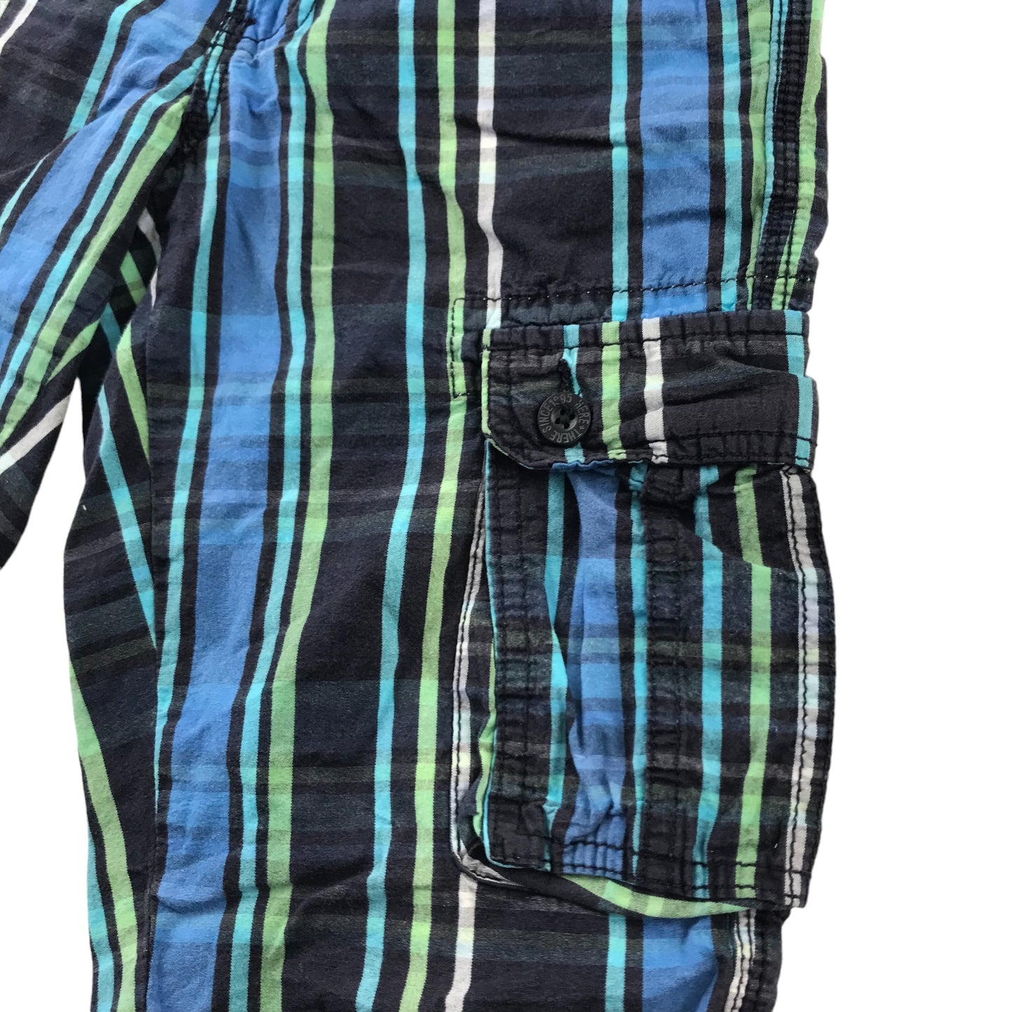 Here There Shorts Age 9 Blue and green check Pattern Cargo Style
