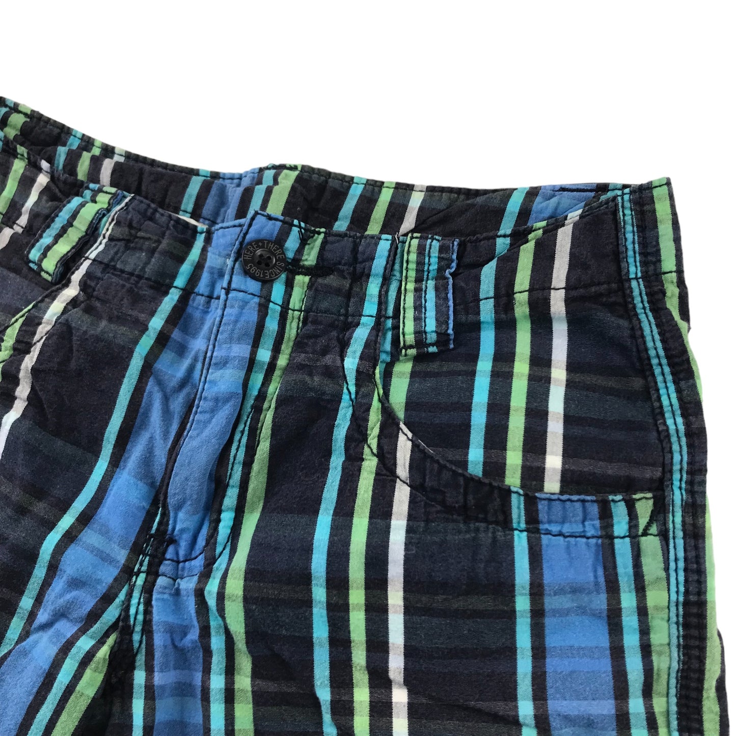 Here There Shorts Age 9 Blue and green check Pattern Cargo Style