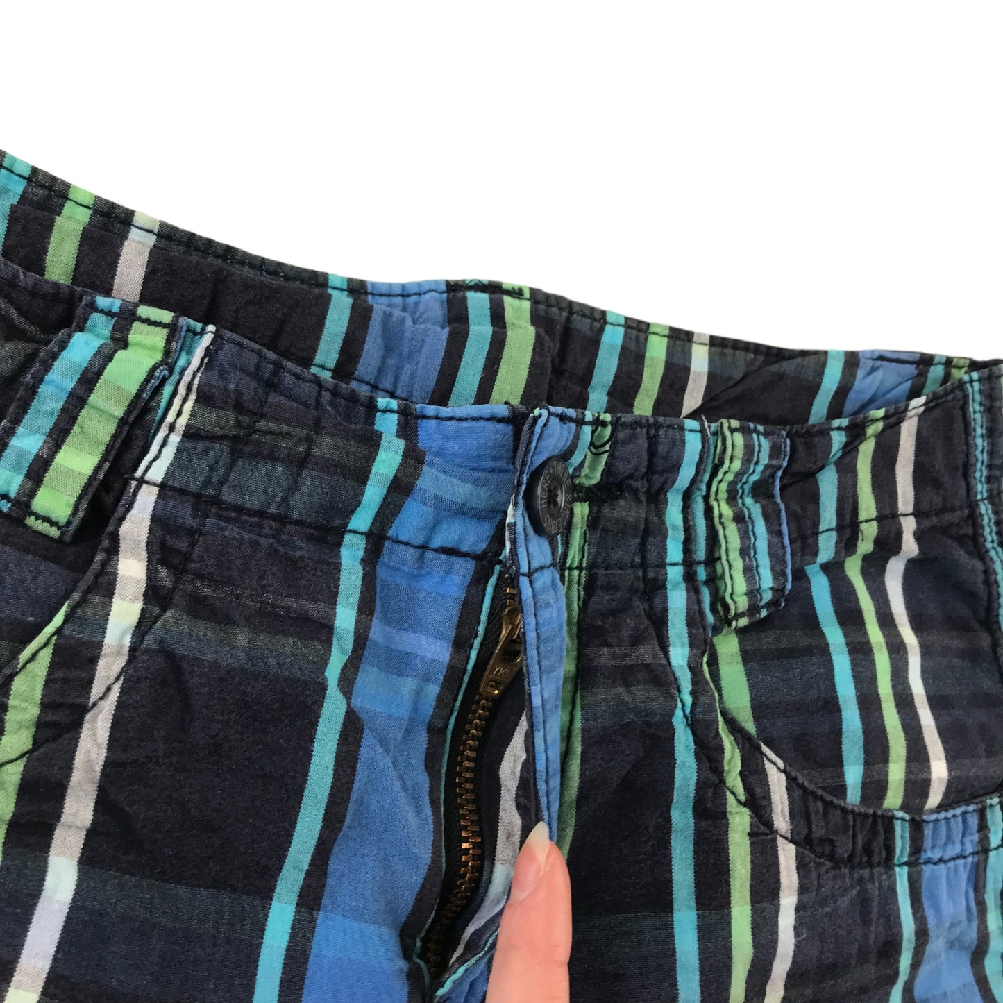 Here There Shorts Age 9 Blue and green check Pattern Cargo Style