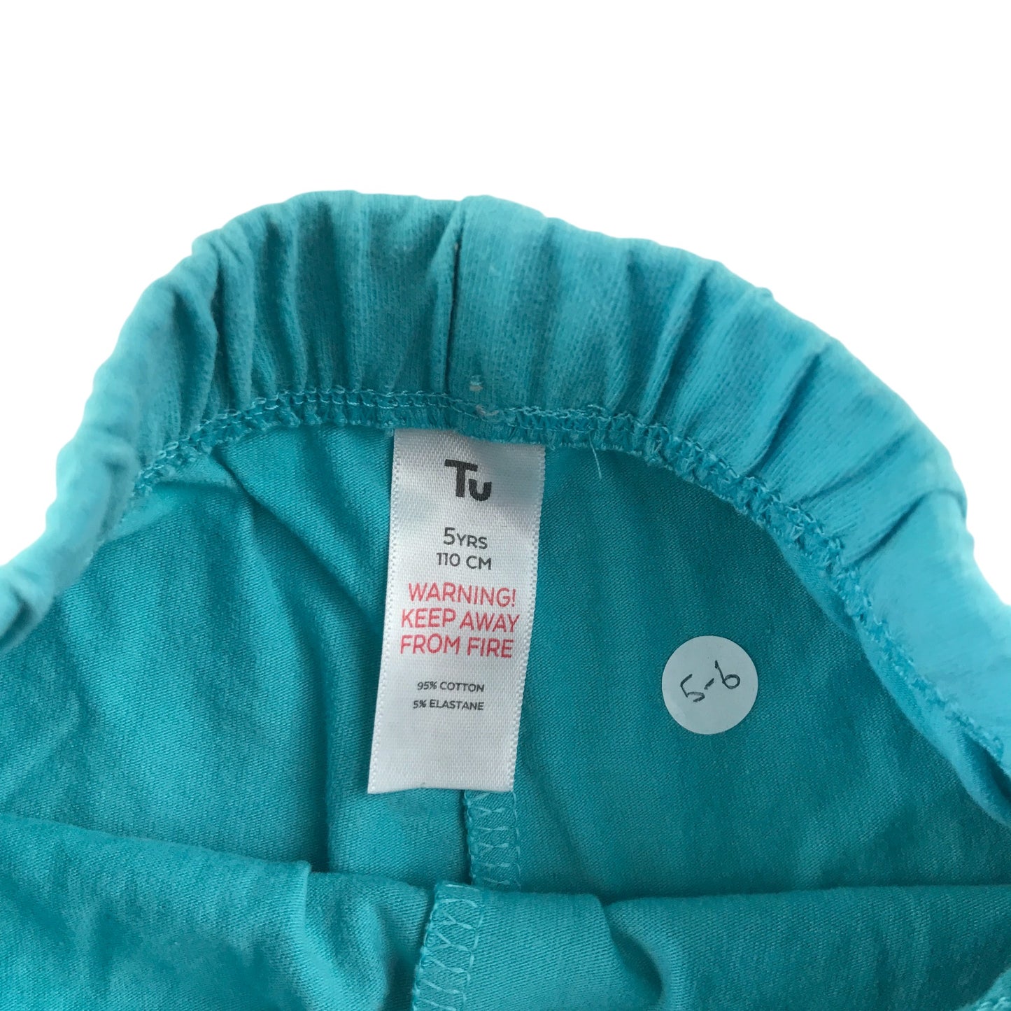 Tu leggings 4-5 years blue plain cropped elasticated waist