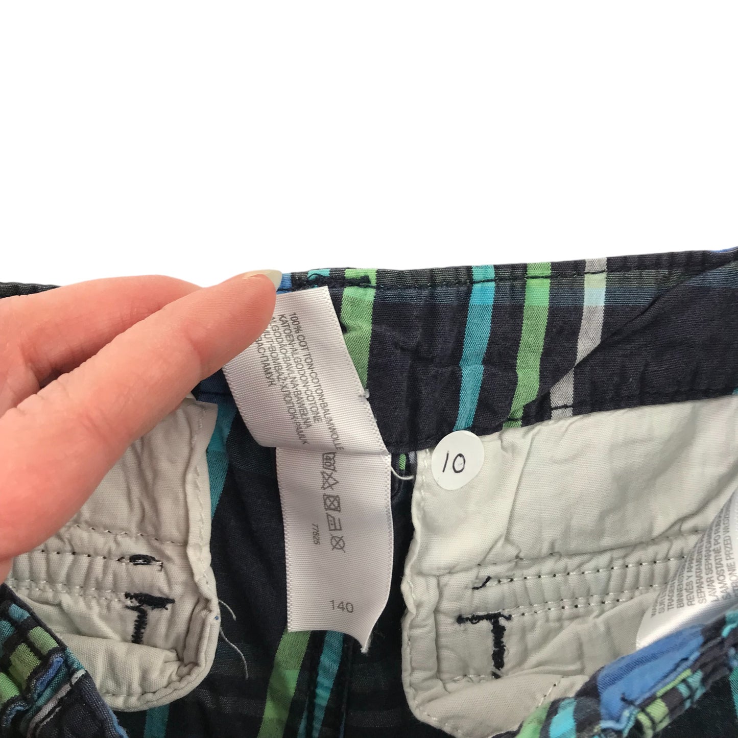 Here There Shorts Age 9 Blue and green check Pattern Cargo Style