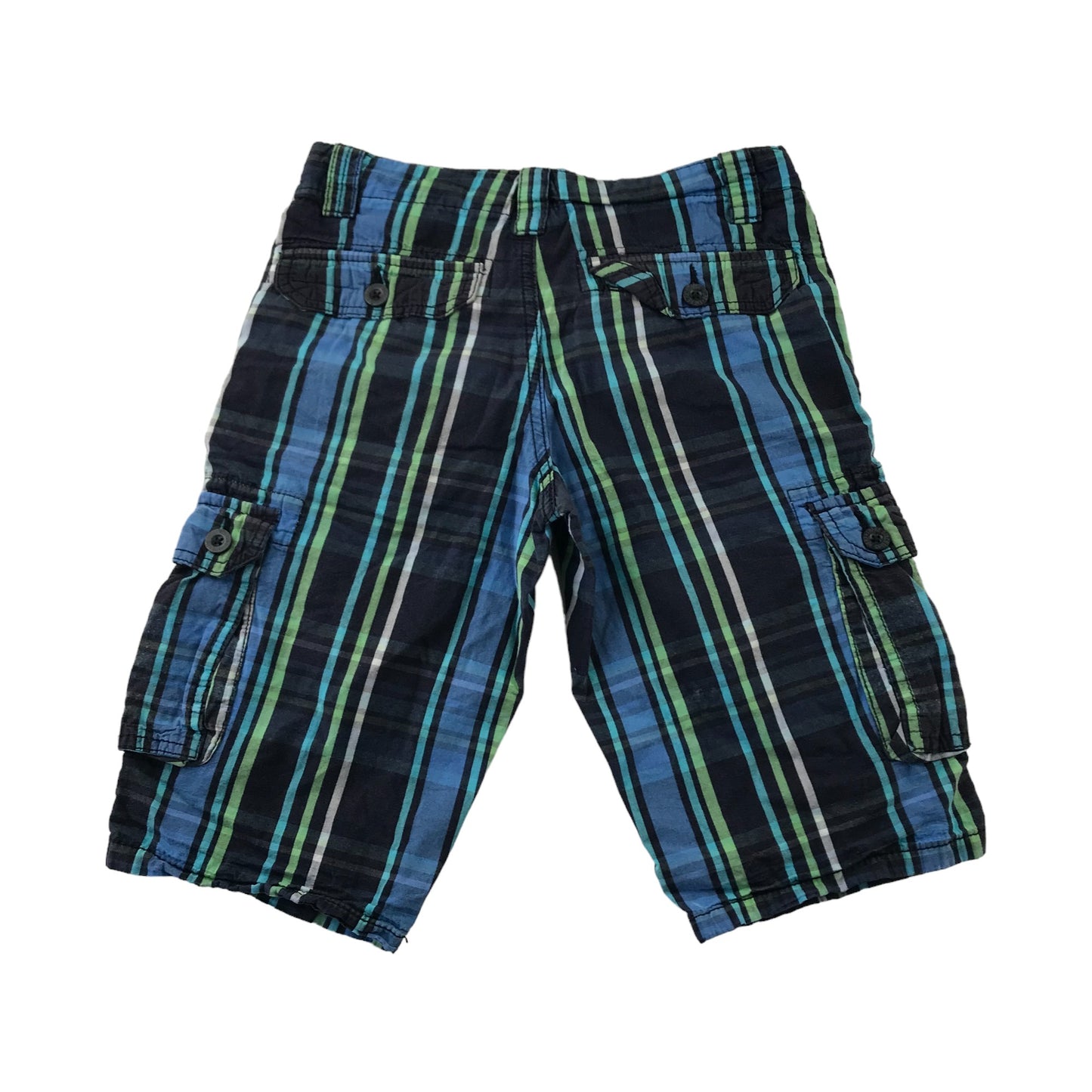 Here There Shorts Age 9 Blue and green check Pattern Cargo Style