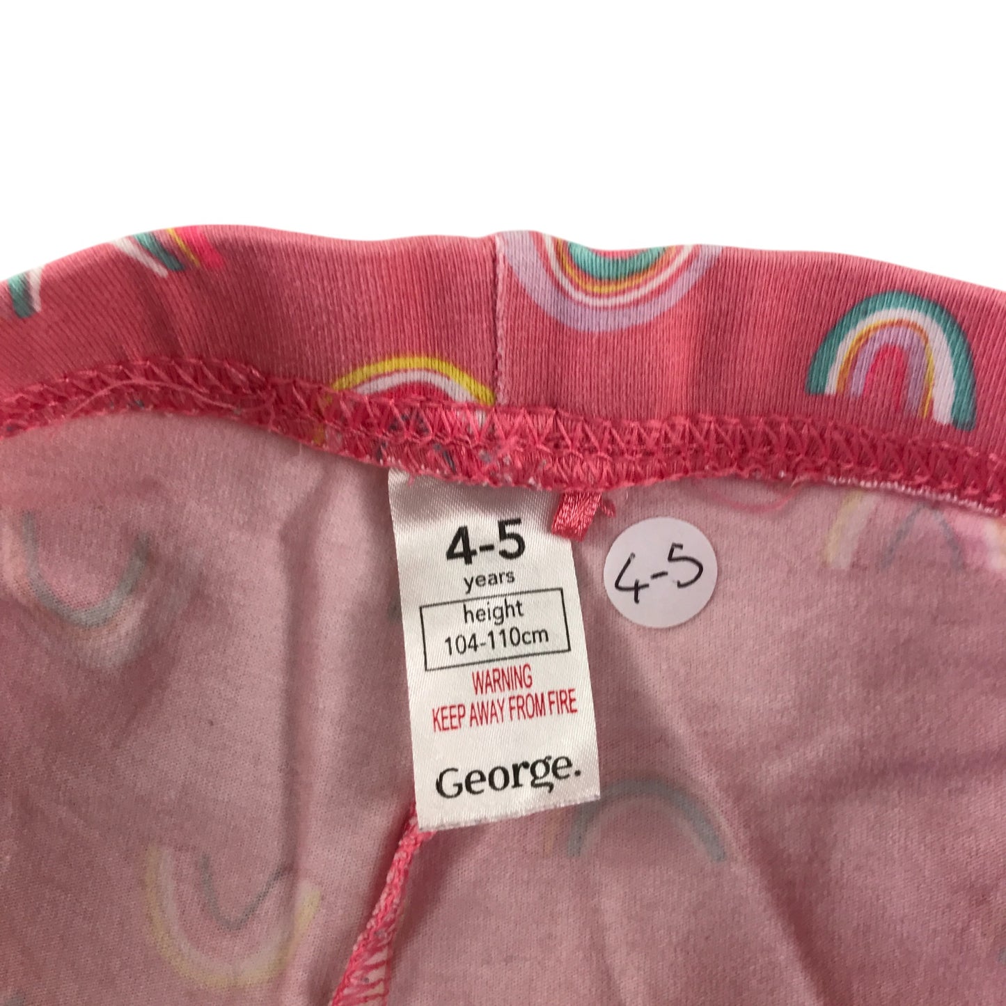 George leggings 4-5 years pink cropped rainbow print