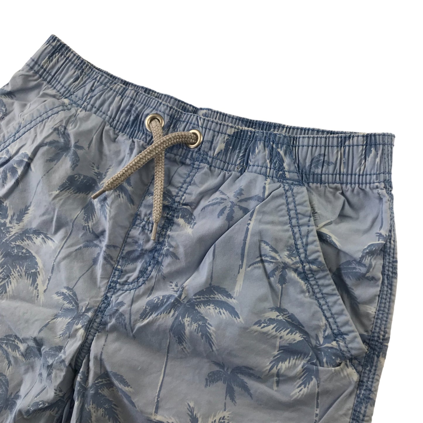 Tu Shorts Age 10 Blue Palm Tree Print Pull Up Cotton