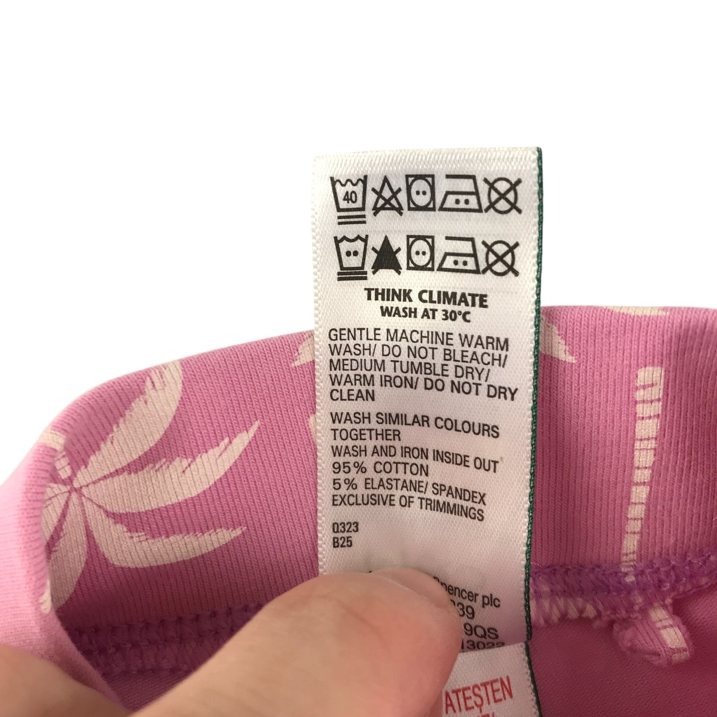 M&S leggings 6-7 years pink palm tree print cropped