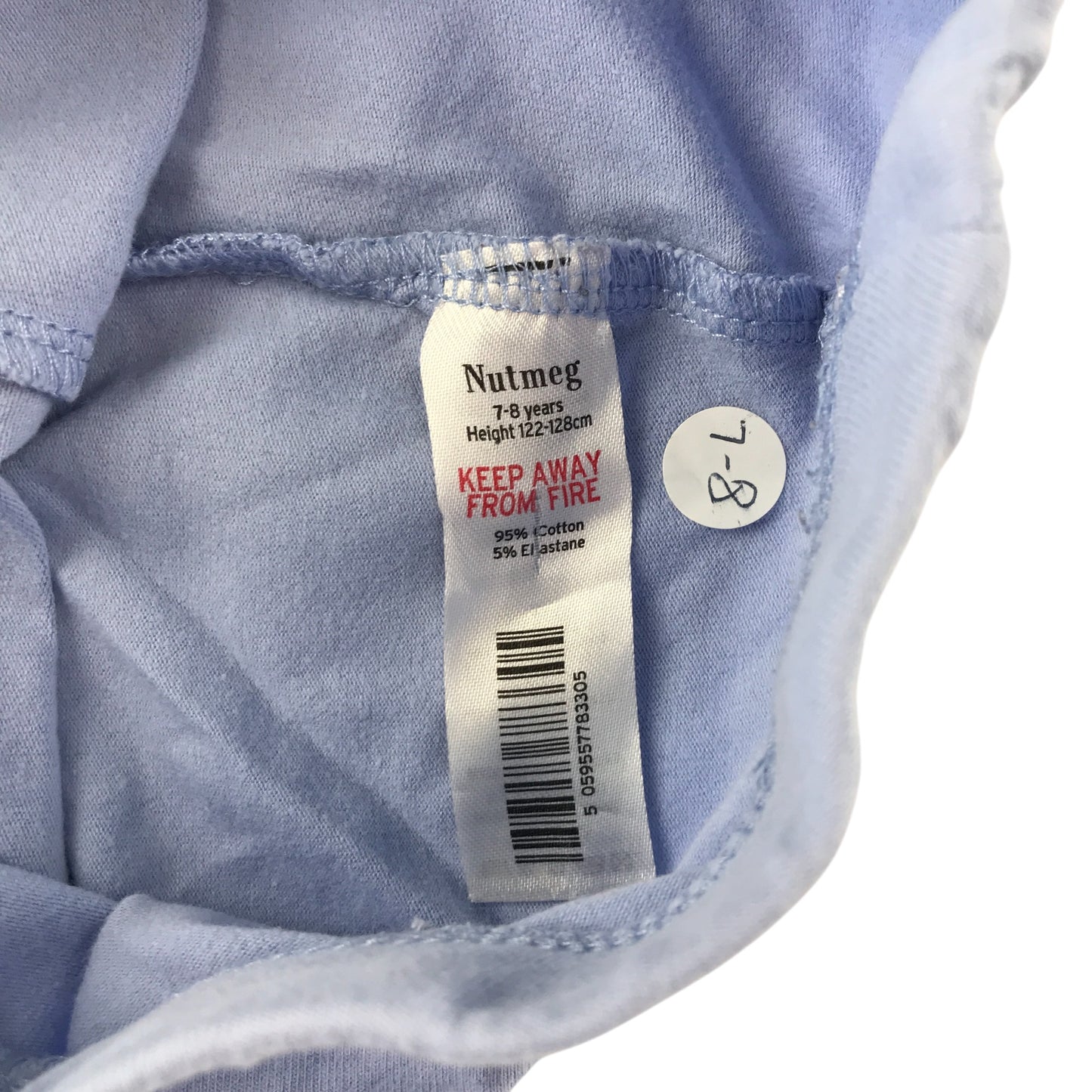 Nutmeg leggings 7-8 years blue plain cropped