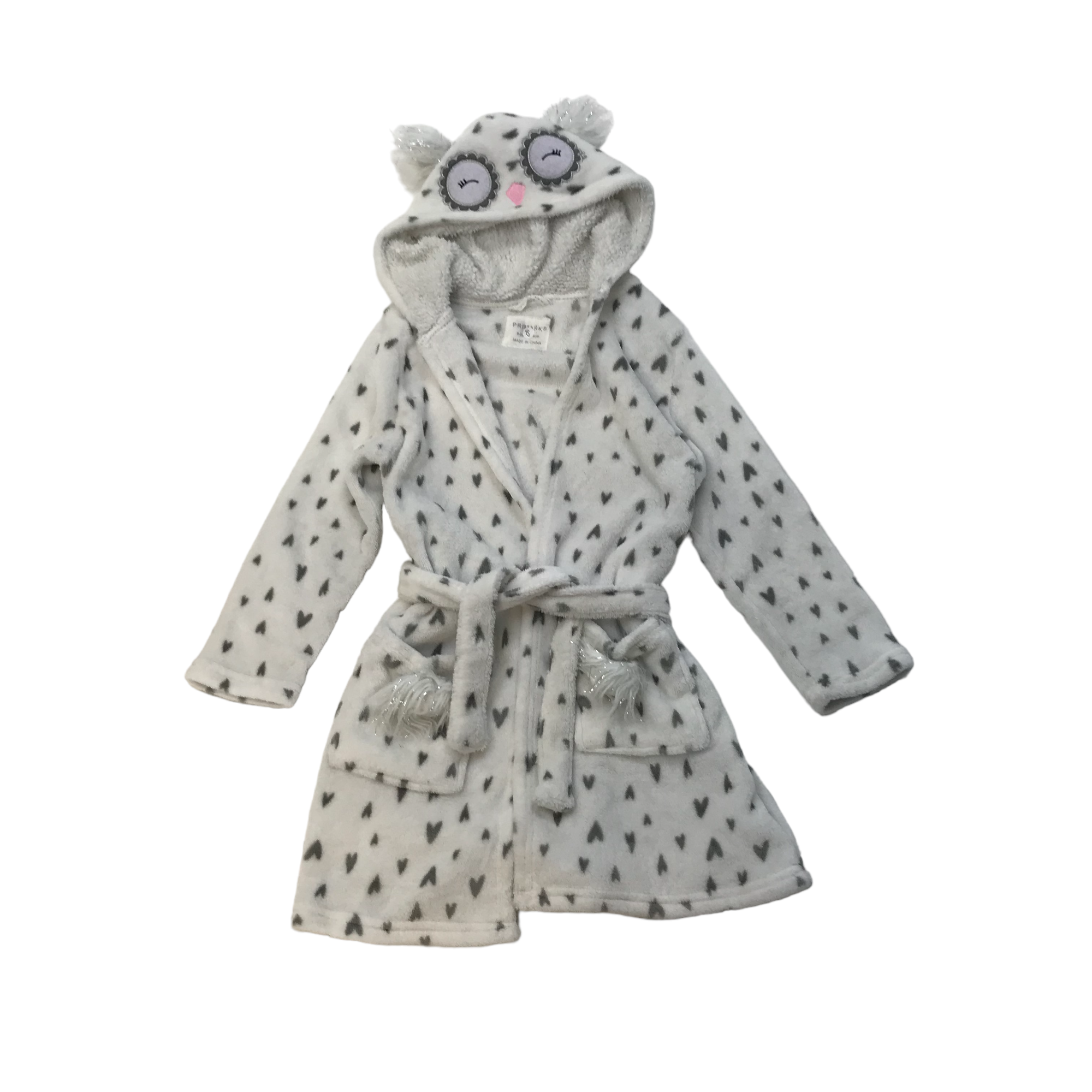 Primark White Love heart Print Owl Dressing Gown Age