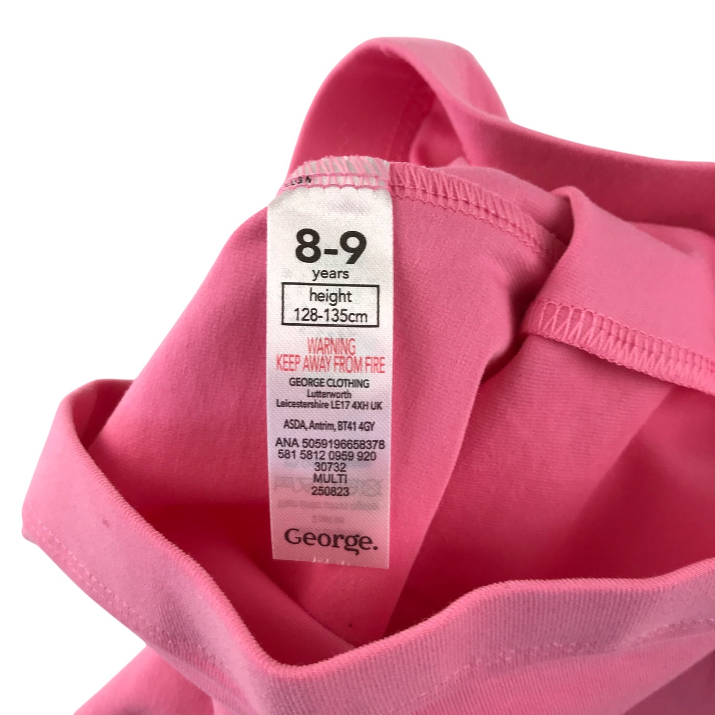 George leggings 8-9 years pink plain cropped