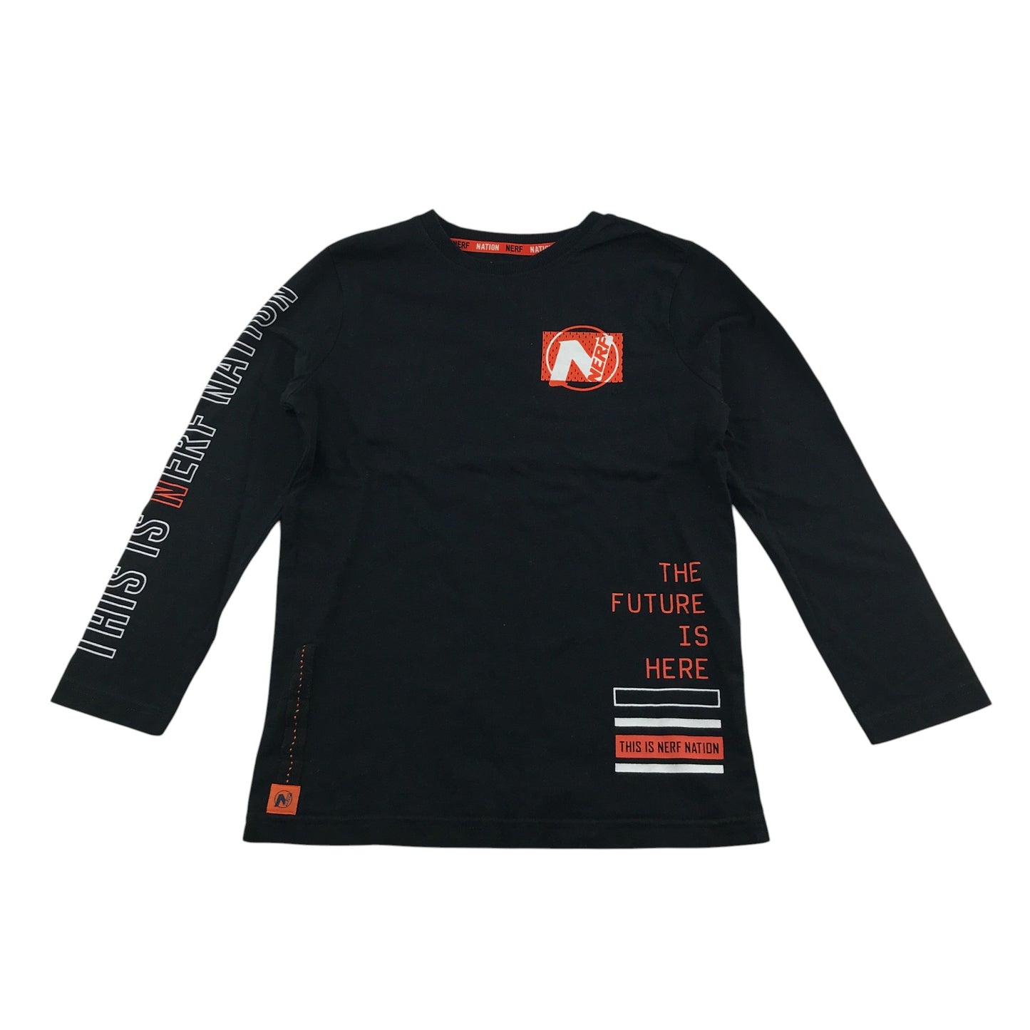 F&F t-shirt 7-8 years black Nerf long sleeve graphic print cotton