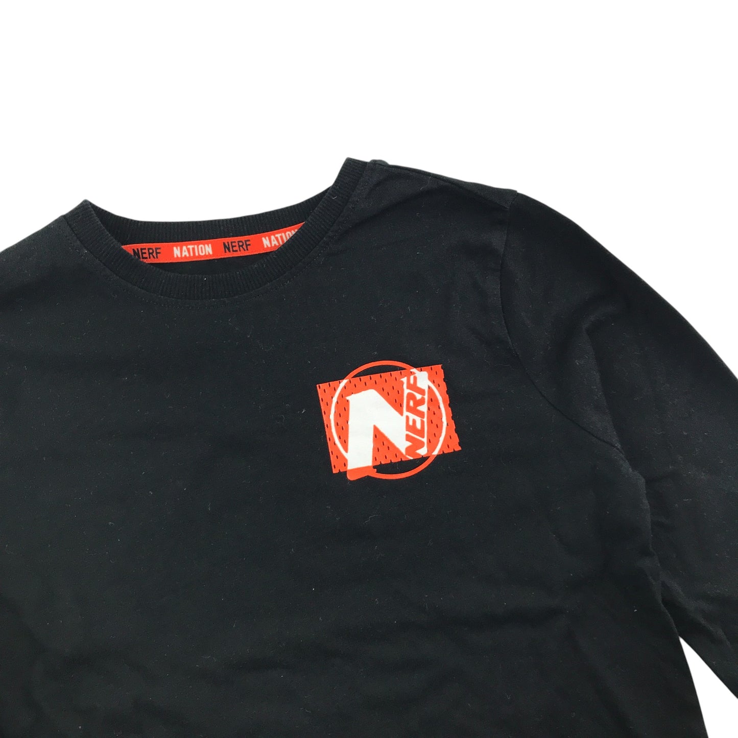 F&F t-shirt 7-8 years black Nerf long sleeve graphic print cotton