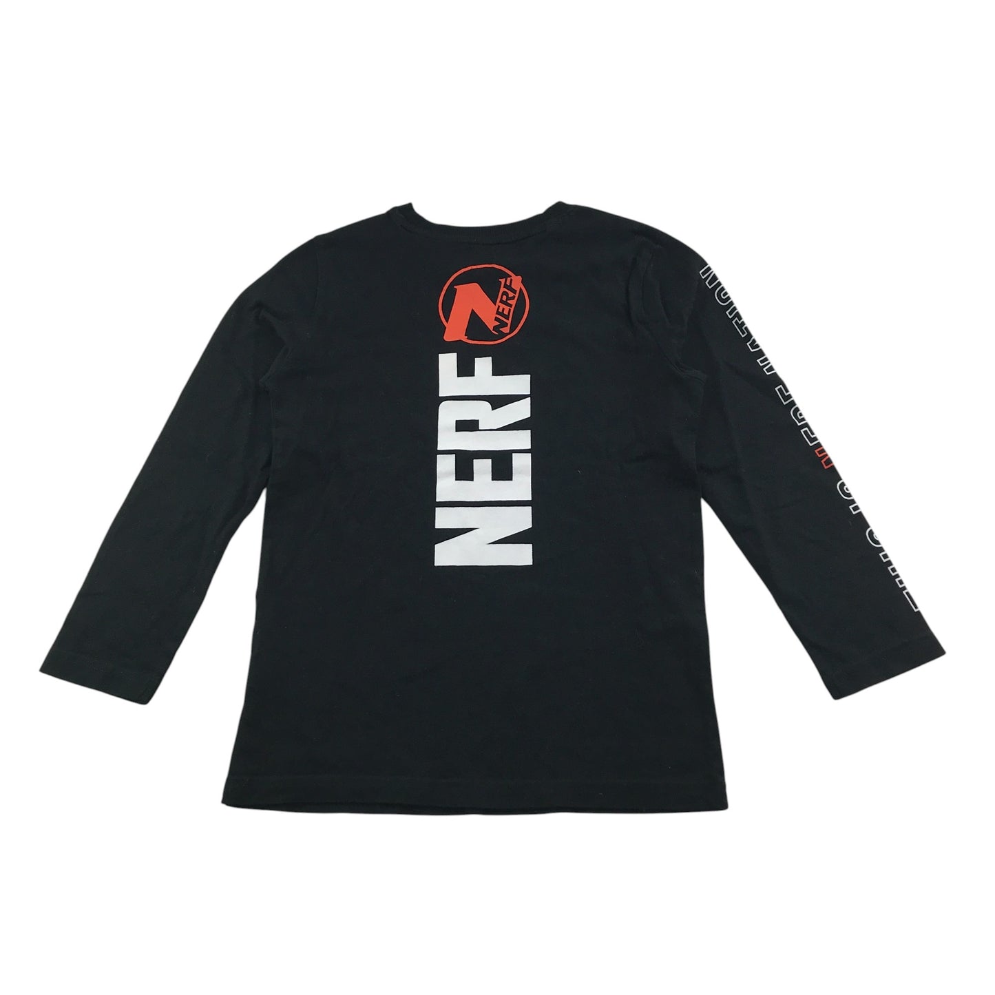 F&F t-shirt 7-8 years black Nerf long sleeve graphic print cotton