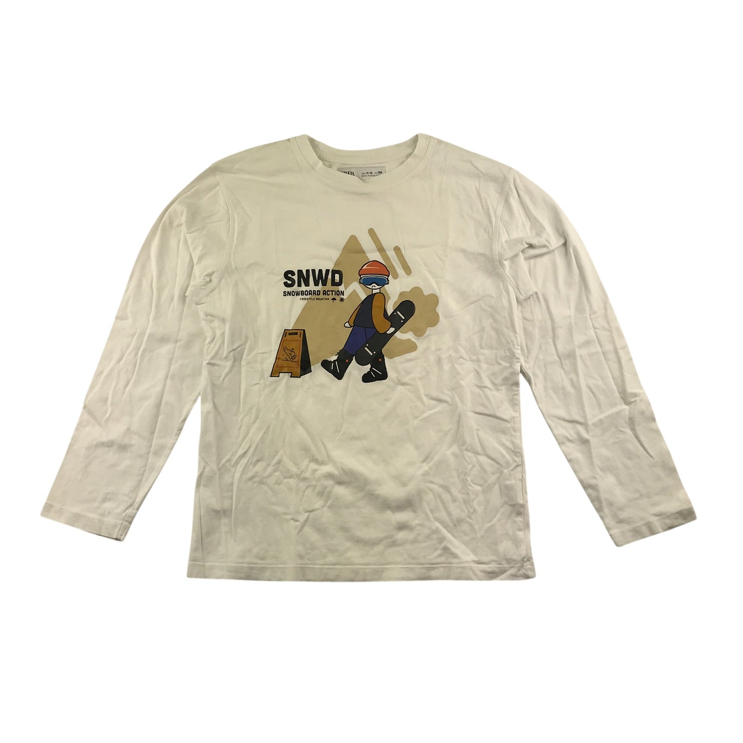 Zara t-shirt 11-12 years white snowboarding graphic print cotton